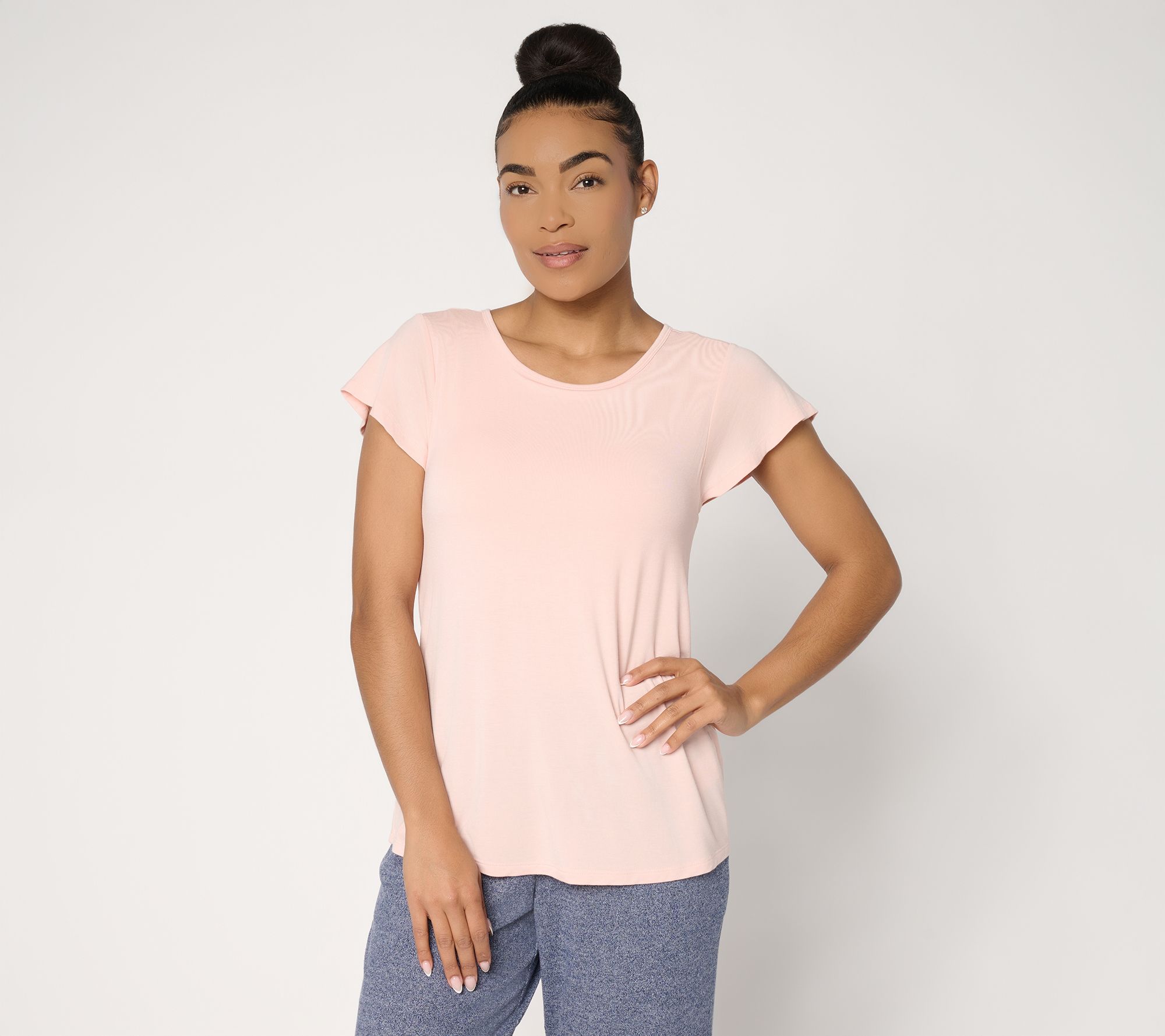 Anybody Soothing Knit Jersey Flutter Sleeve Tee with Support System