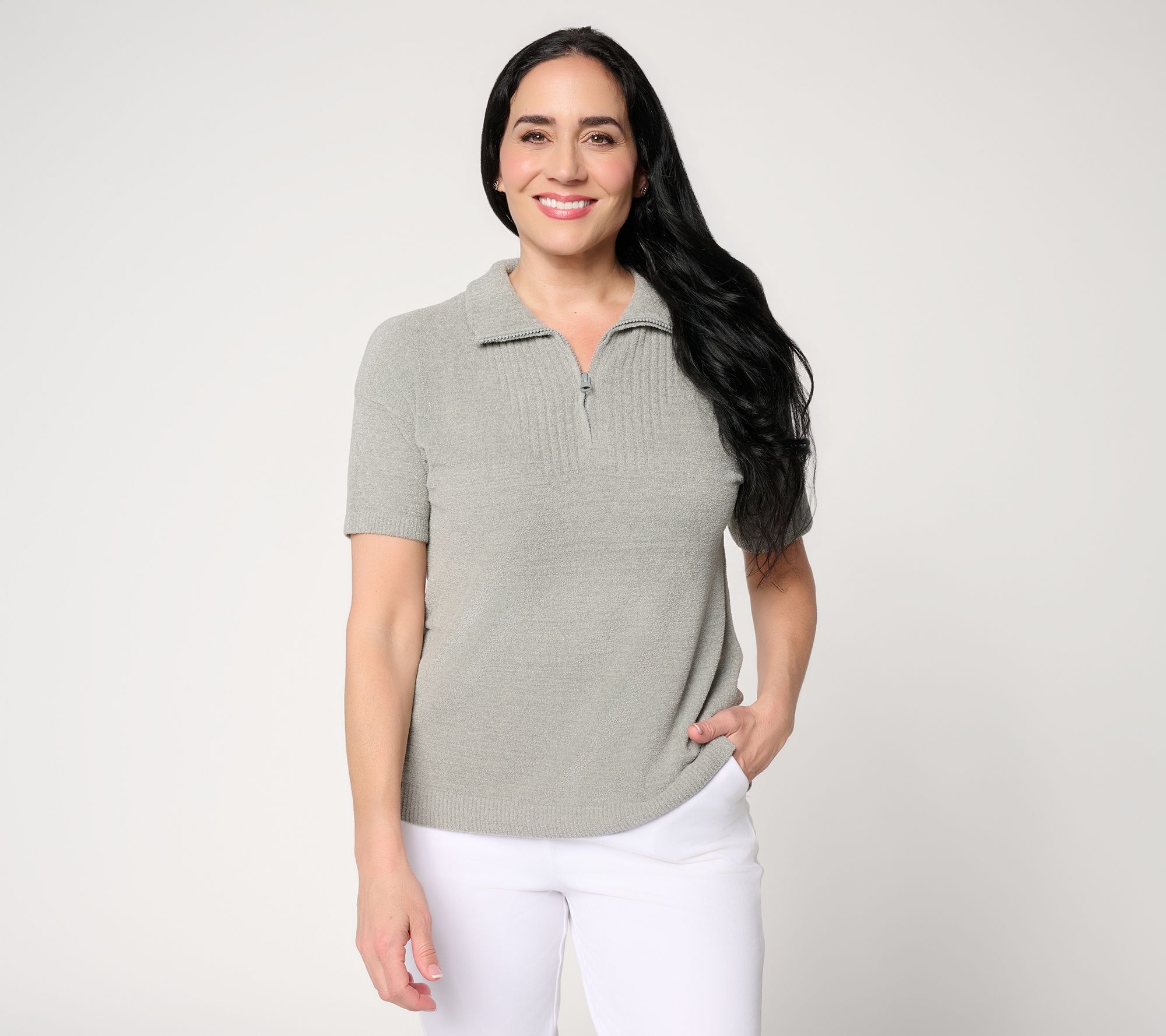 Barefoot Dreams CozyChic Ultra Lite Elbow Sleeve Half Zip