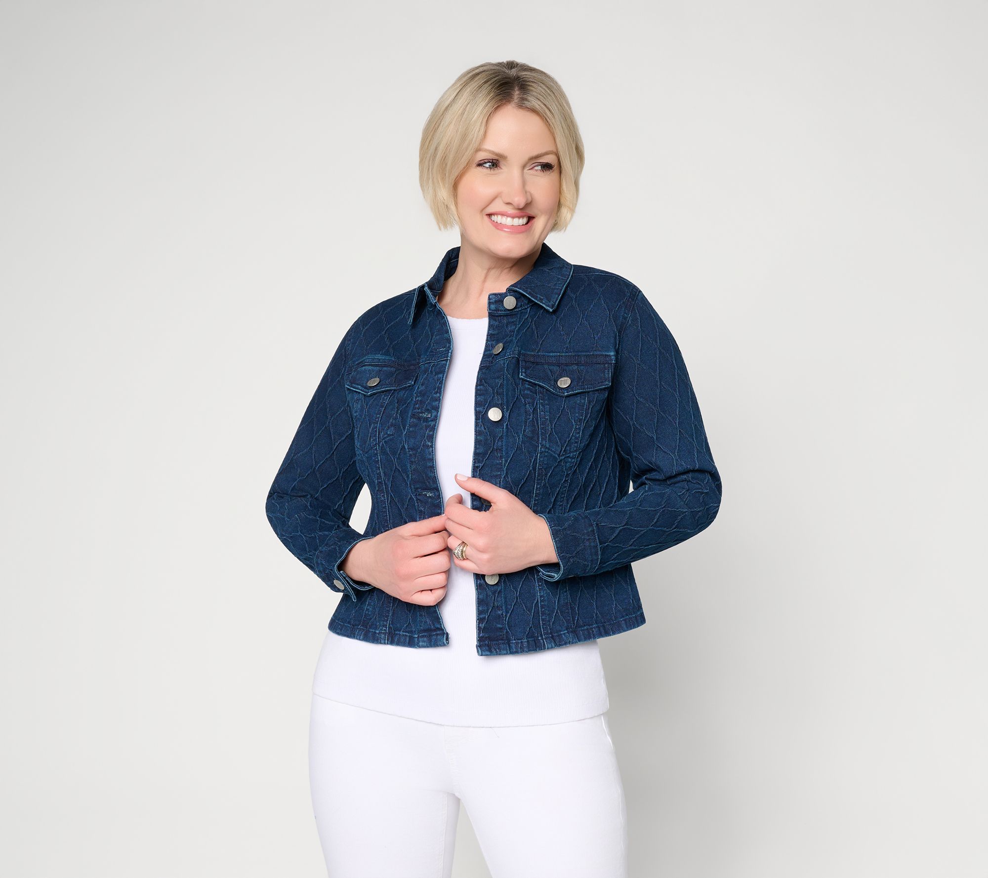  Women with Control Jacquard Denim Jacket