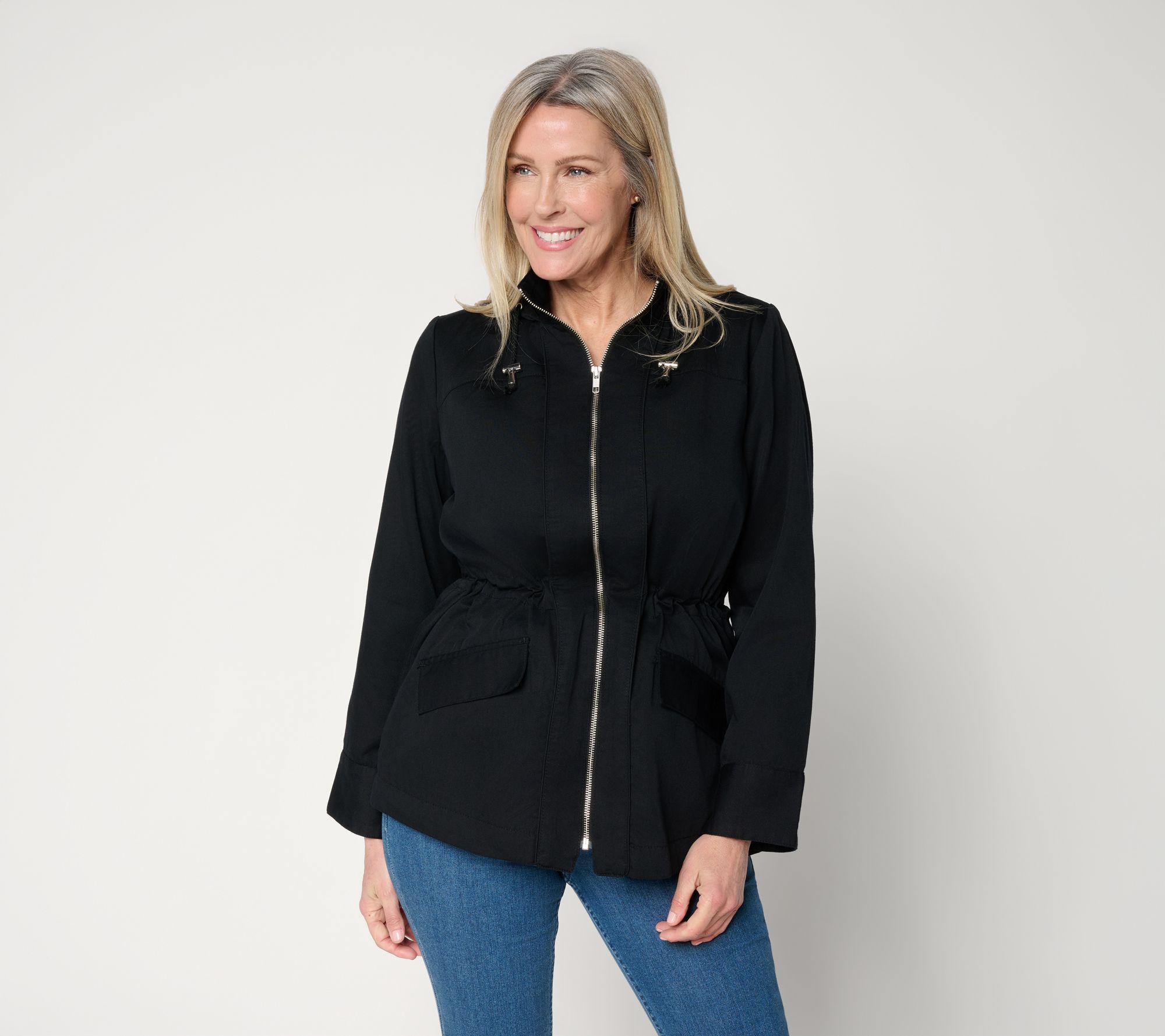 Susan Graver Petite Water Repellent Jacket with Printed Lining