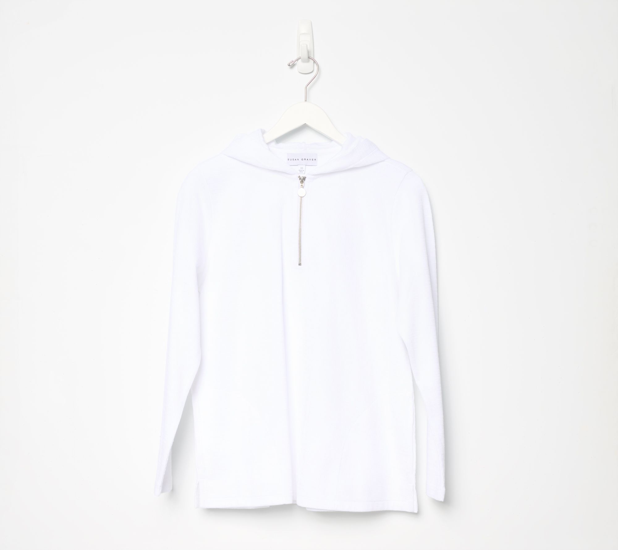 Susan Graver Soleil Slub Knit Quarter Zip Hoodie