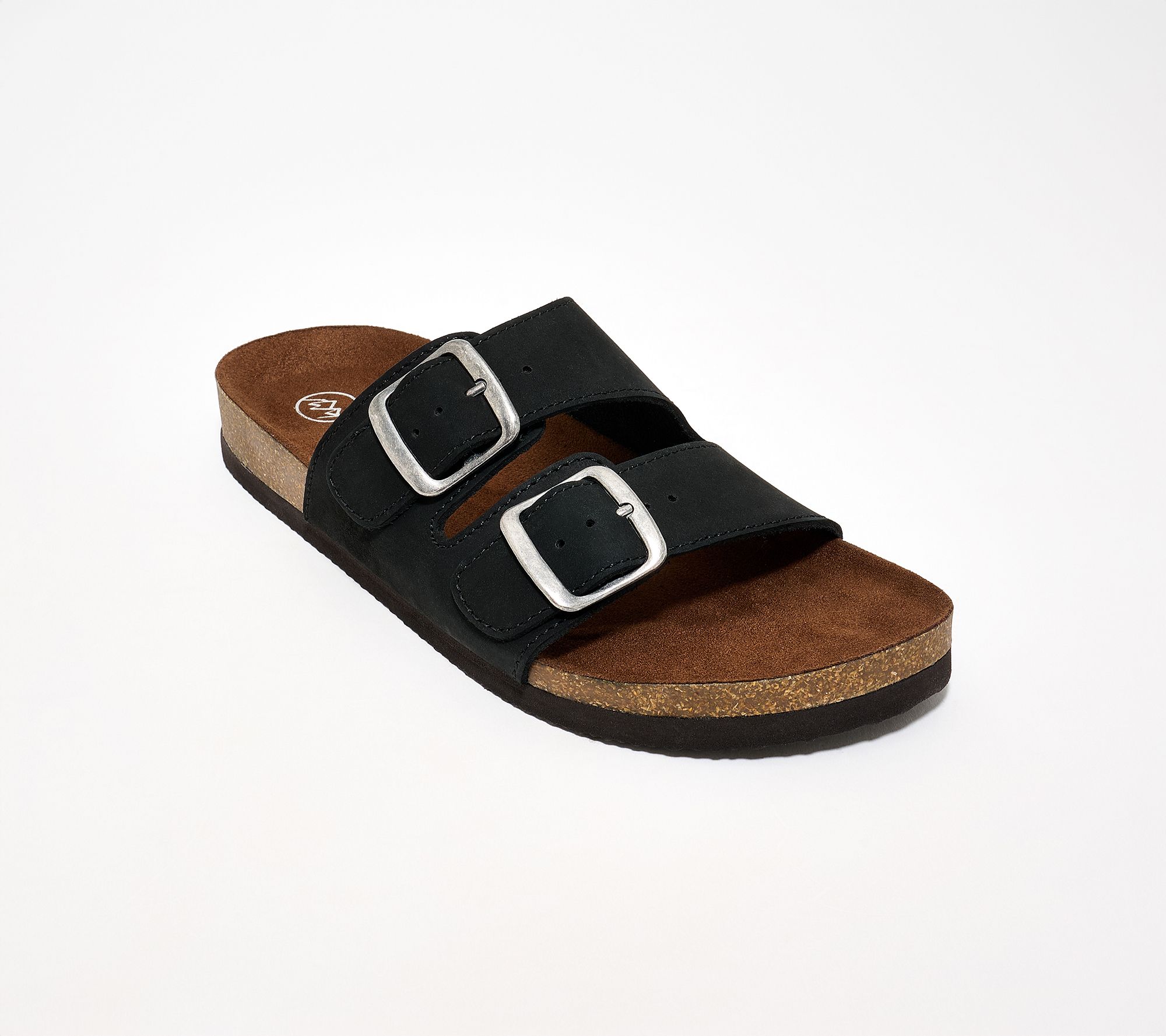 White Mountain Leather Double Buckle Slide Sandals - Helga