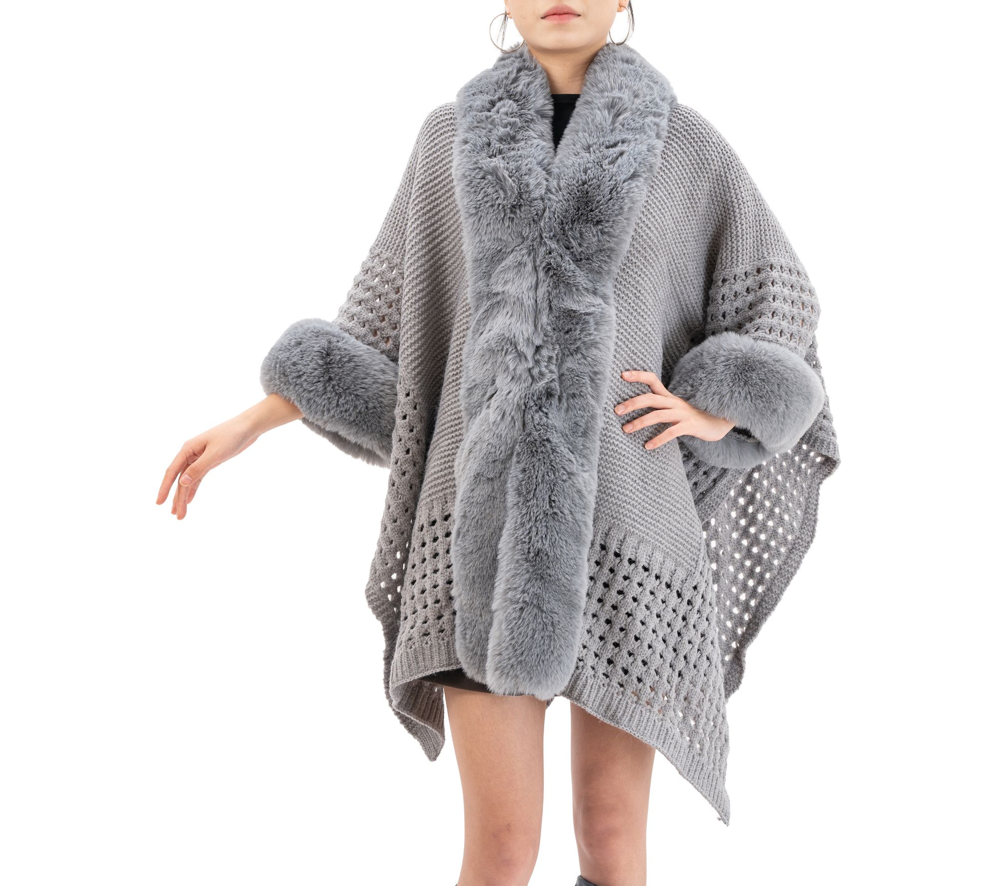 Karla Hanson Winter Solace Knit Faux Fur Ruana