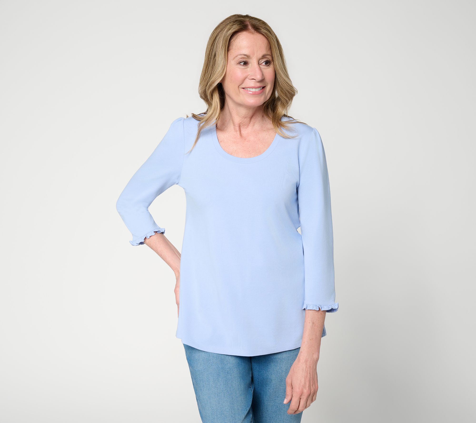Ree by the Pioneer Woman Essentials Round Neck 3/4 Sleeve Top