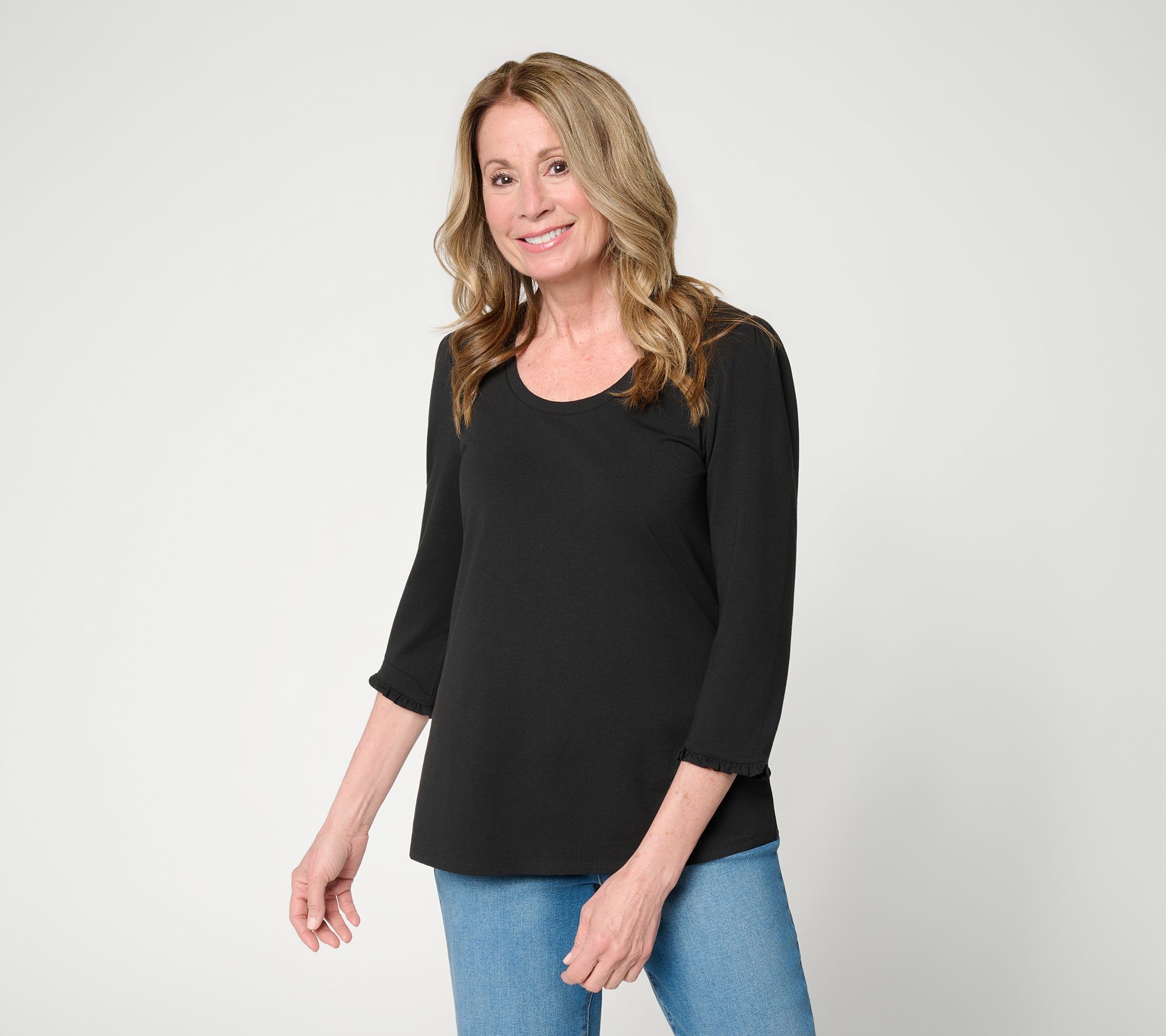 Ree by the Pioneer Woman Essentials Round Neck 3/4 Sleeve Top