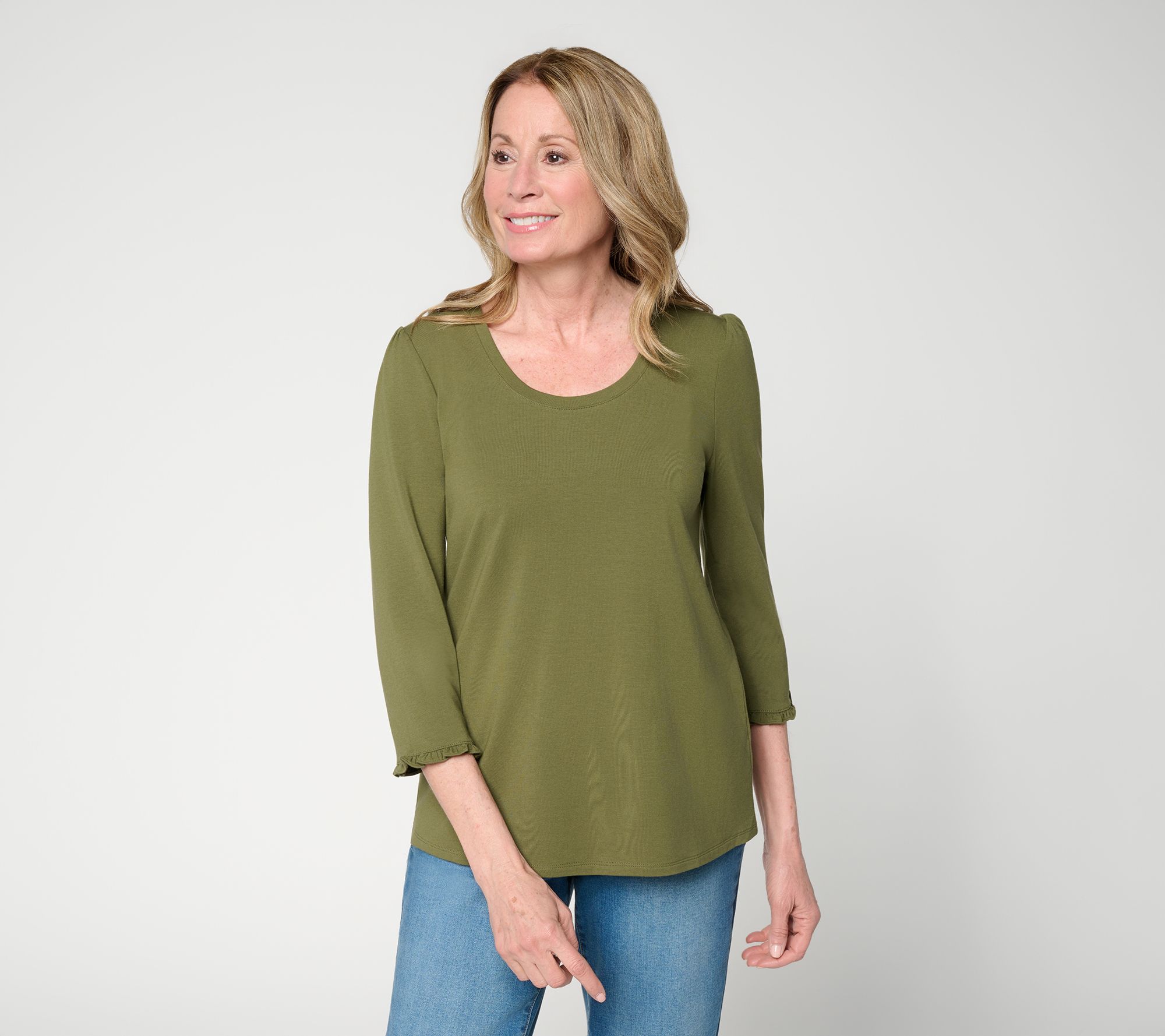 Ree by The Pioneer Woman Essentials Round Neck 3/4-Sleeve Top