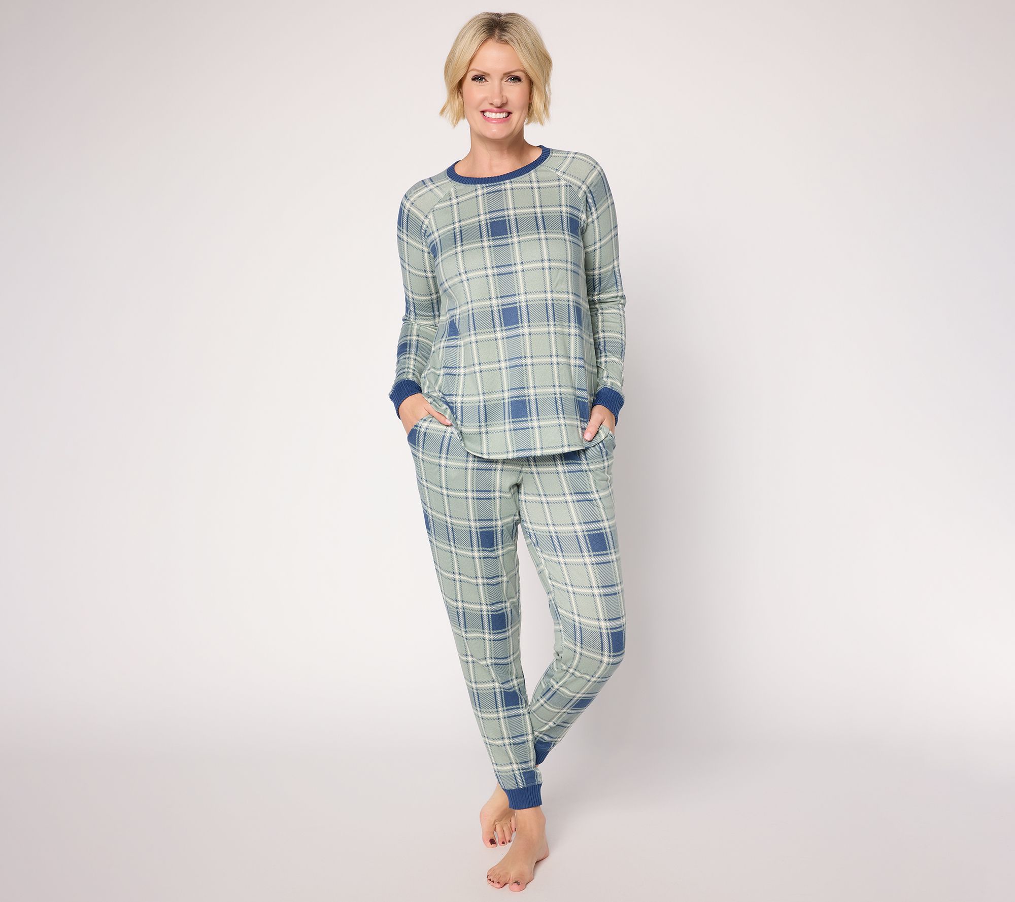 "As Is" Cuddl Duds Bliss Knit Crew Neck & Jogger PJ Set