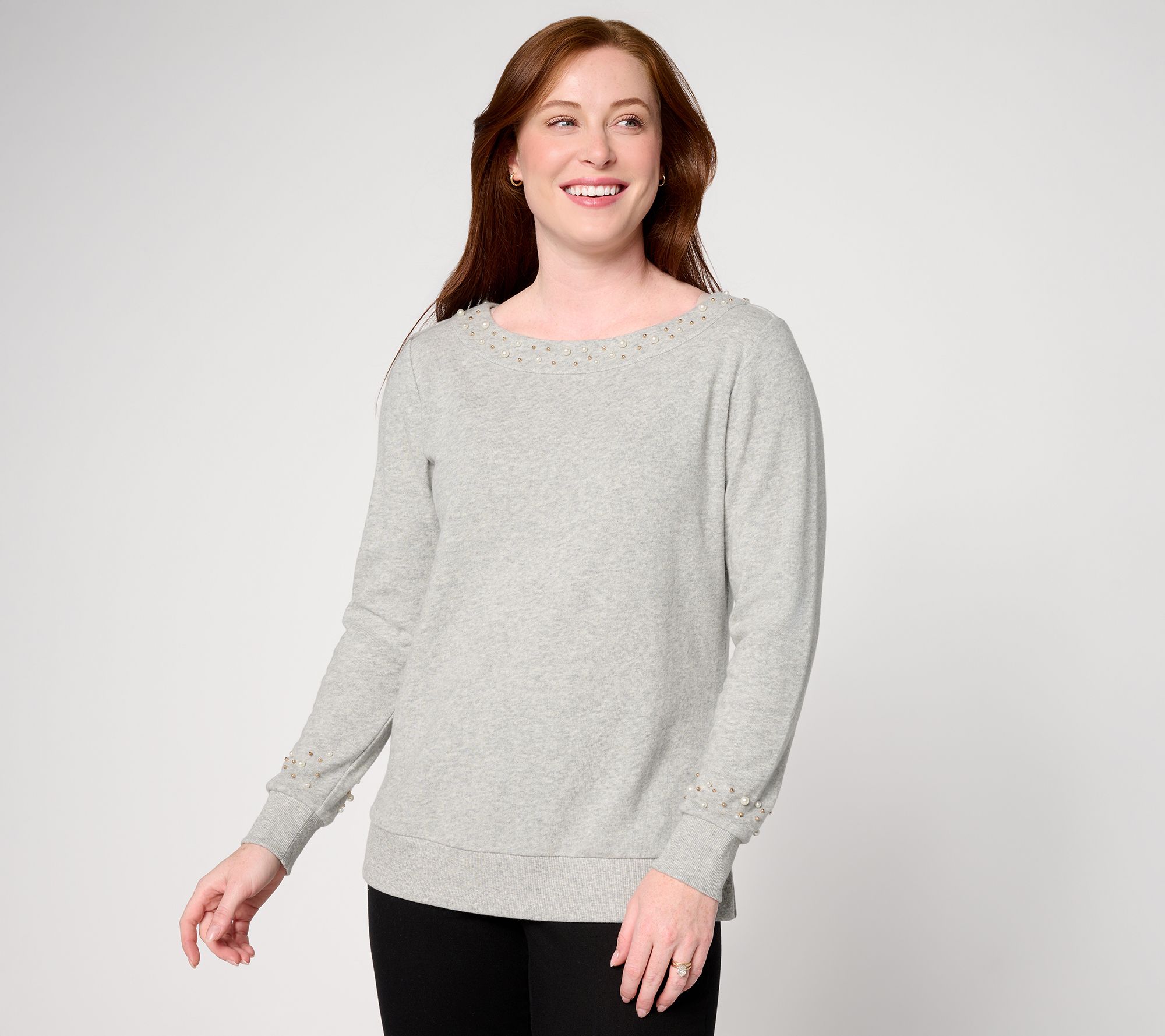 "As Is" Jingle Belles by Kim Gravel Simulated Pearl Boatneck Top