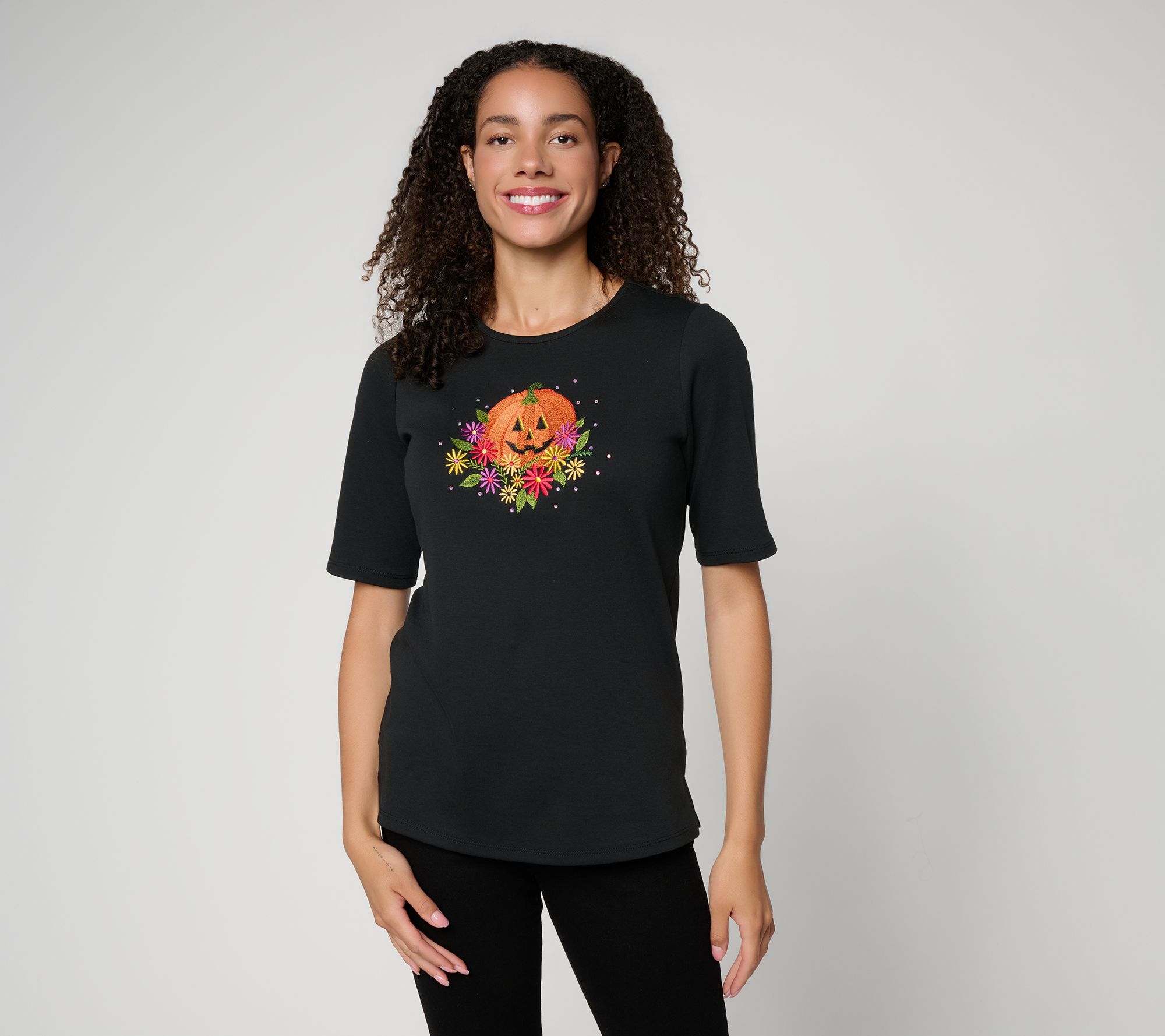 Quacker Factory Sitting Pretty Elbow Sleeve Top