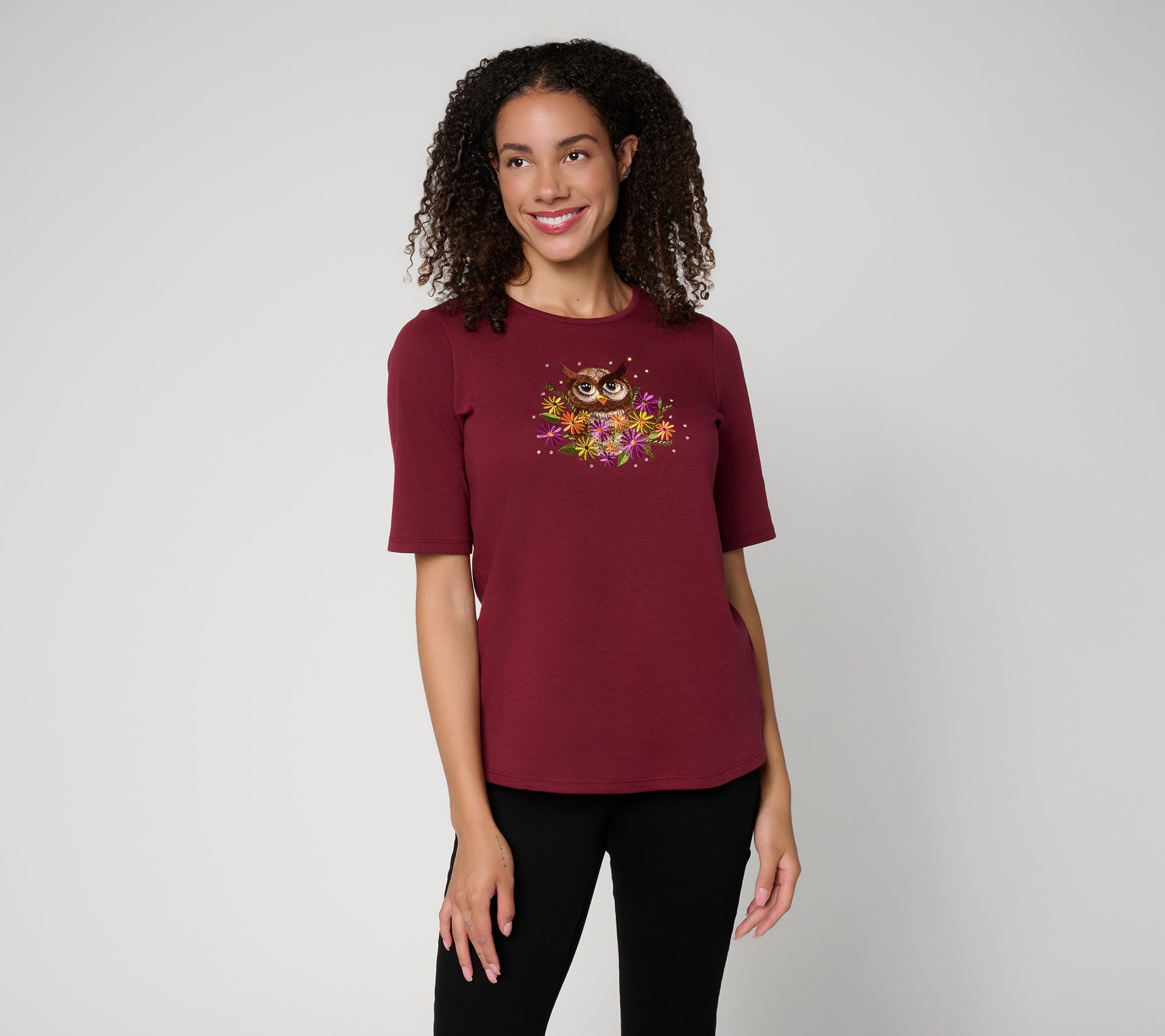 Quacker Factory Sitting Pretty Elbow Sleeve Top