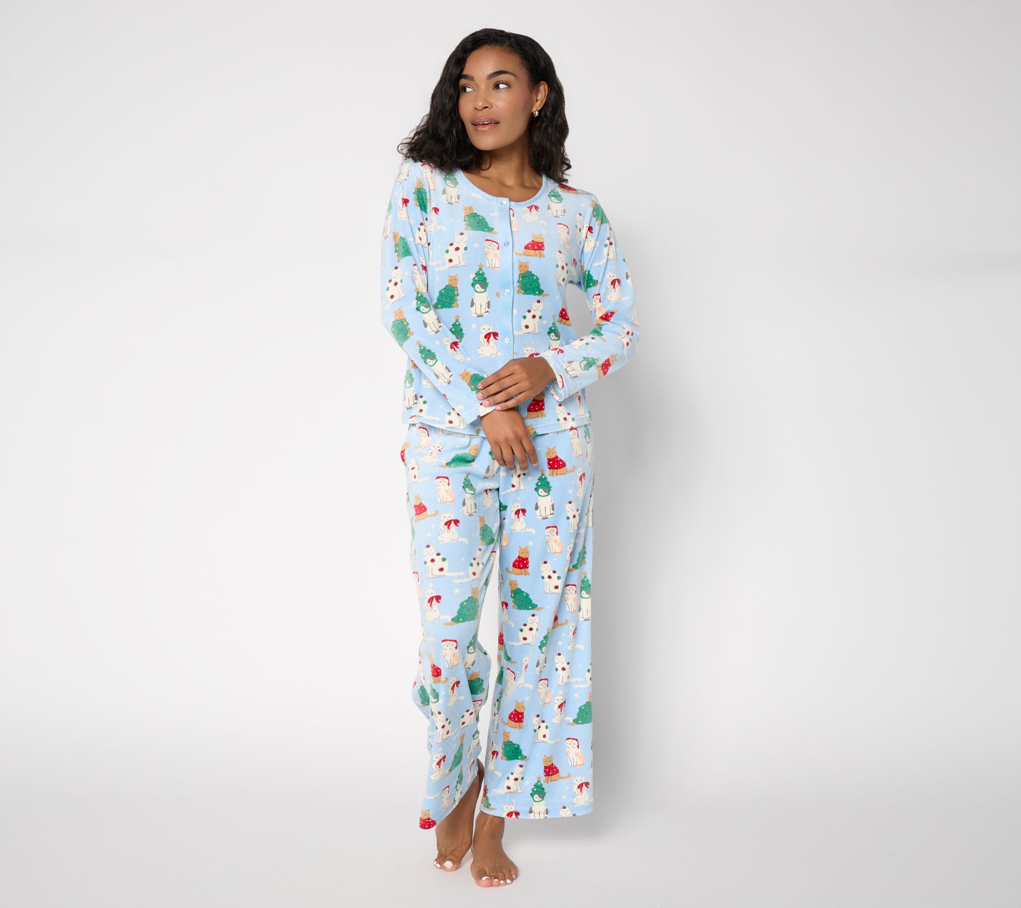 MUK LUKS Silky Velour Button Through Top with Pant PJ Set