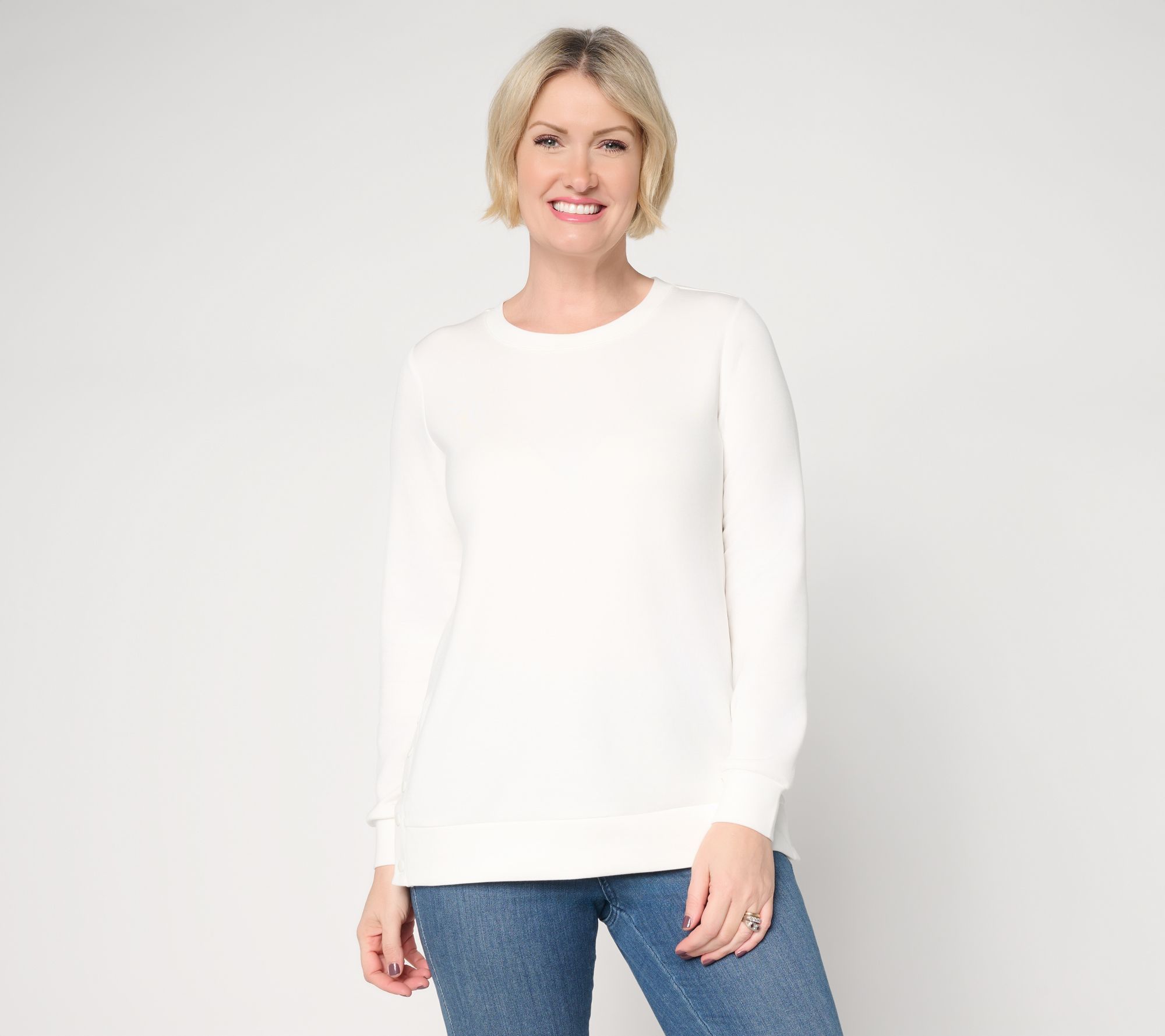 "As Is" Belle by Kim Gravel ScubaLuxe Crewneck with Side Snaps