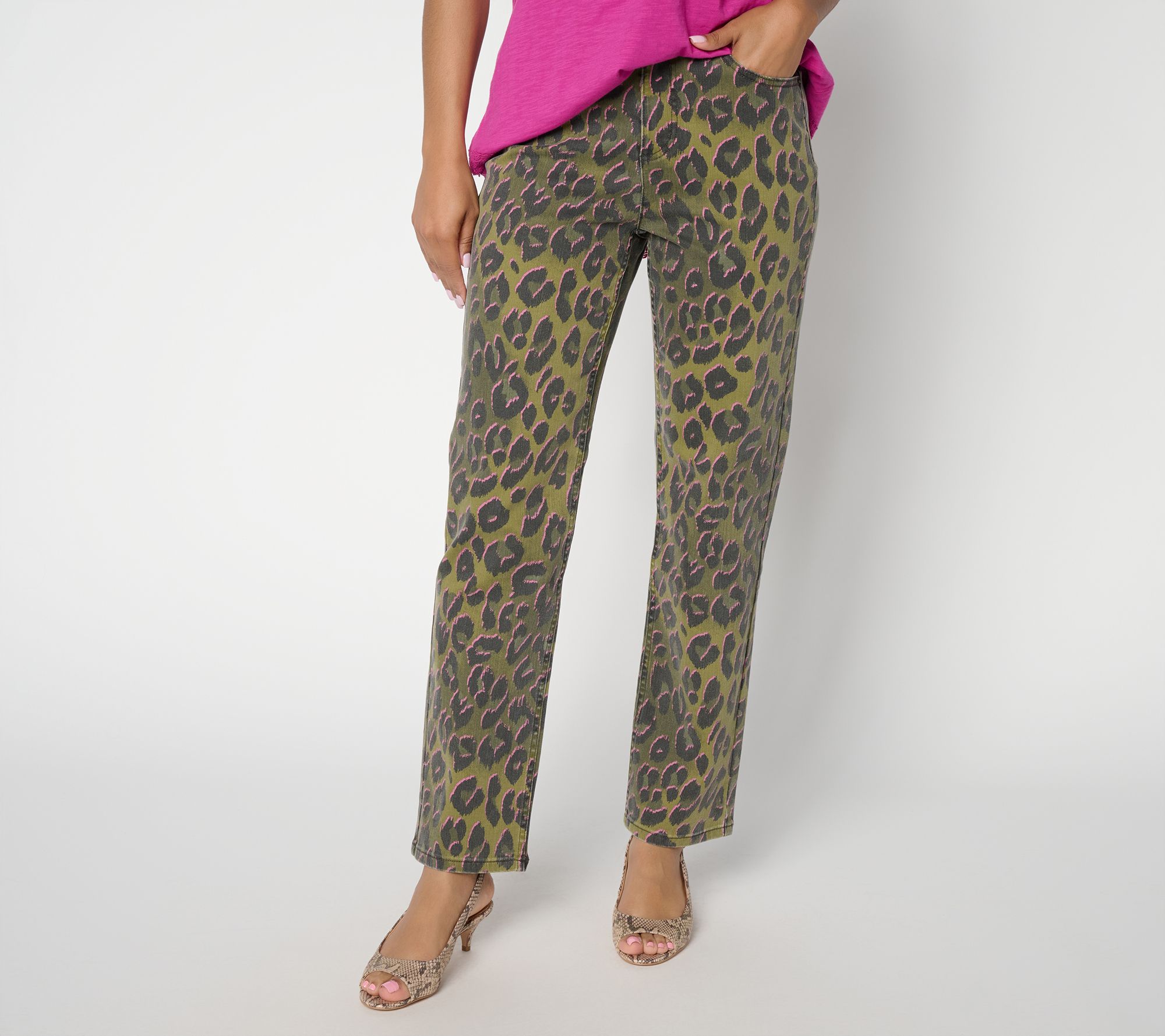 LOGO by Lori Goldstein Regular Leopard Straight Jean