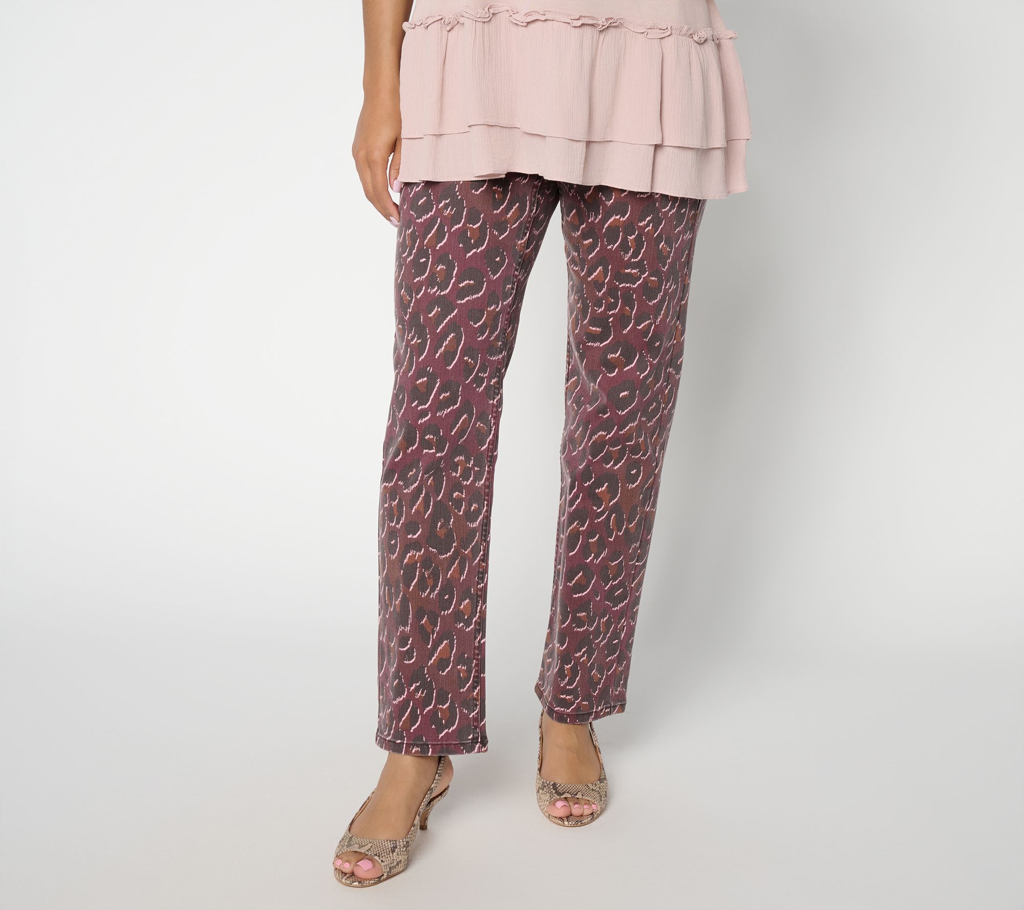 LOGO by Lori Goldstein Regular Leopard Straight Jean