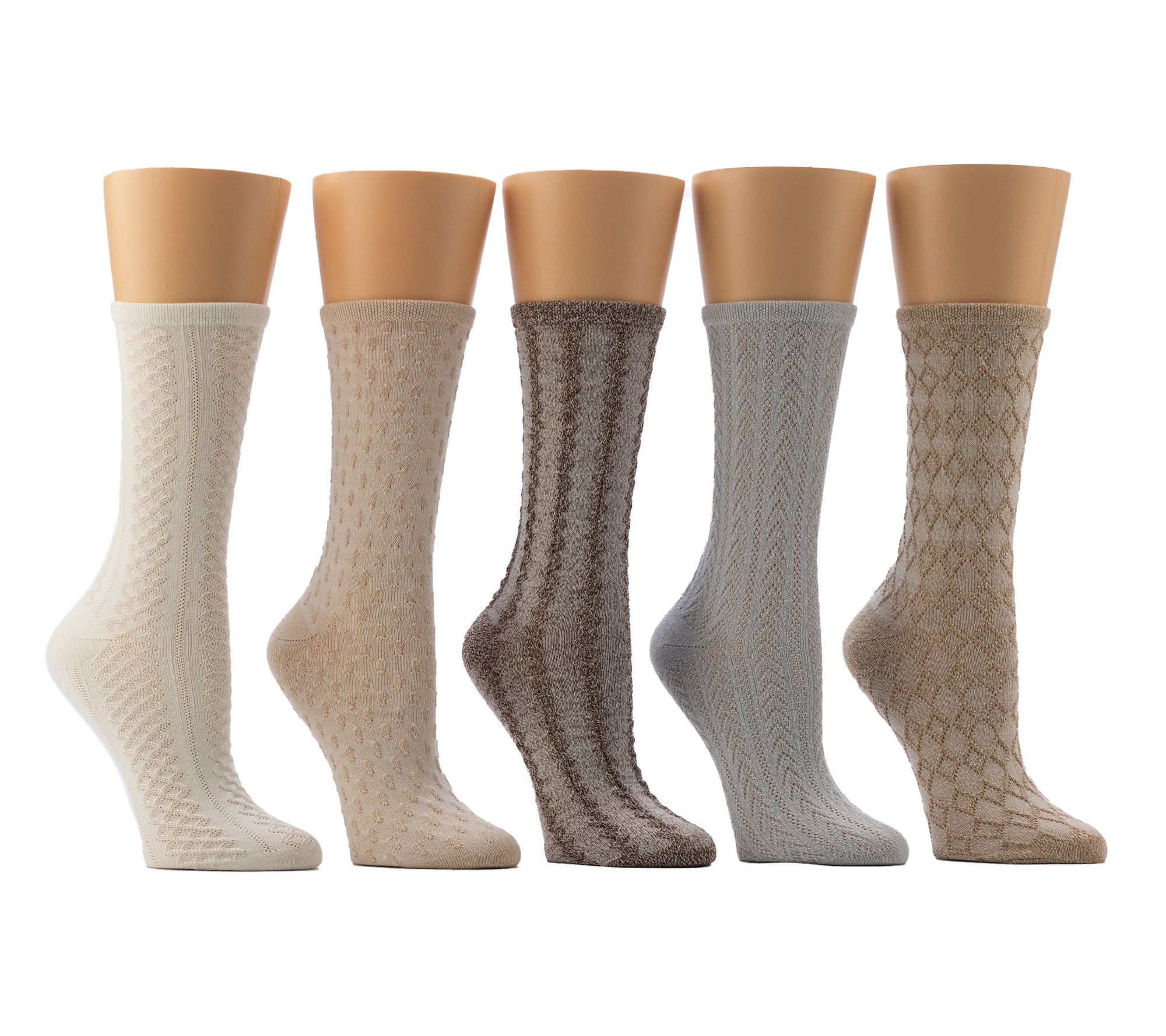 Ann Taylor Dress Essential So Soft Mixed Texture Crew Sock-5PK