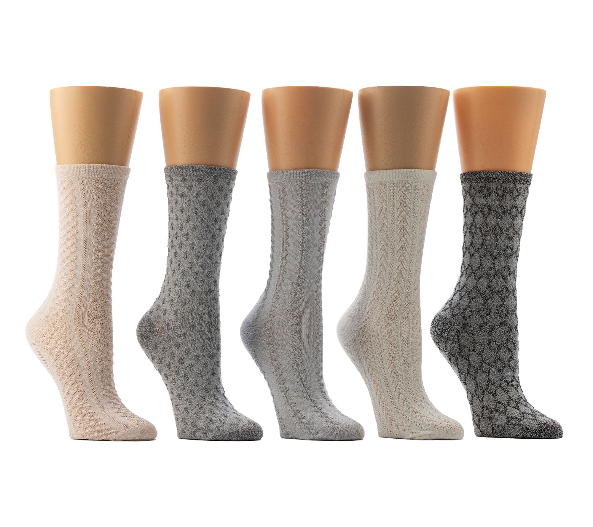 Ann Taylor Dress Essential So Soft Mixed Texture Crew Sock-5PK
