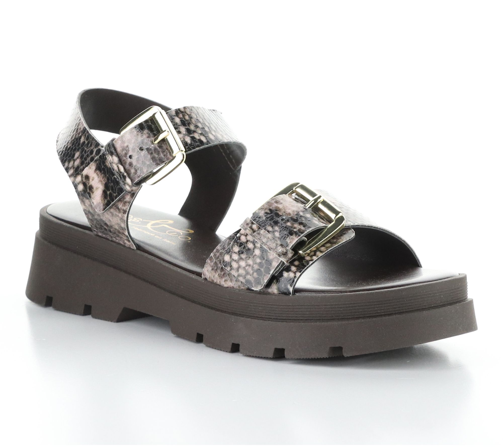 Bos. & Co. Python Print Hook & Loop Sandals - Cinder