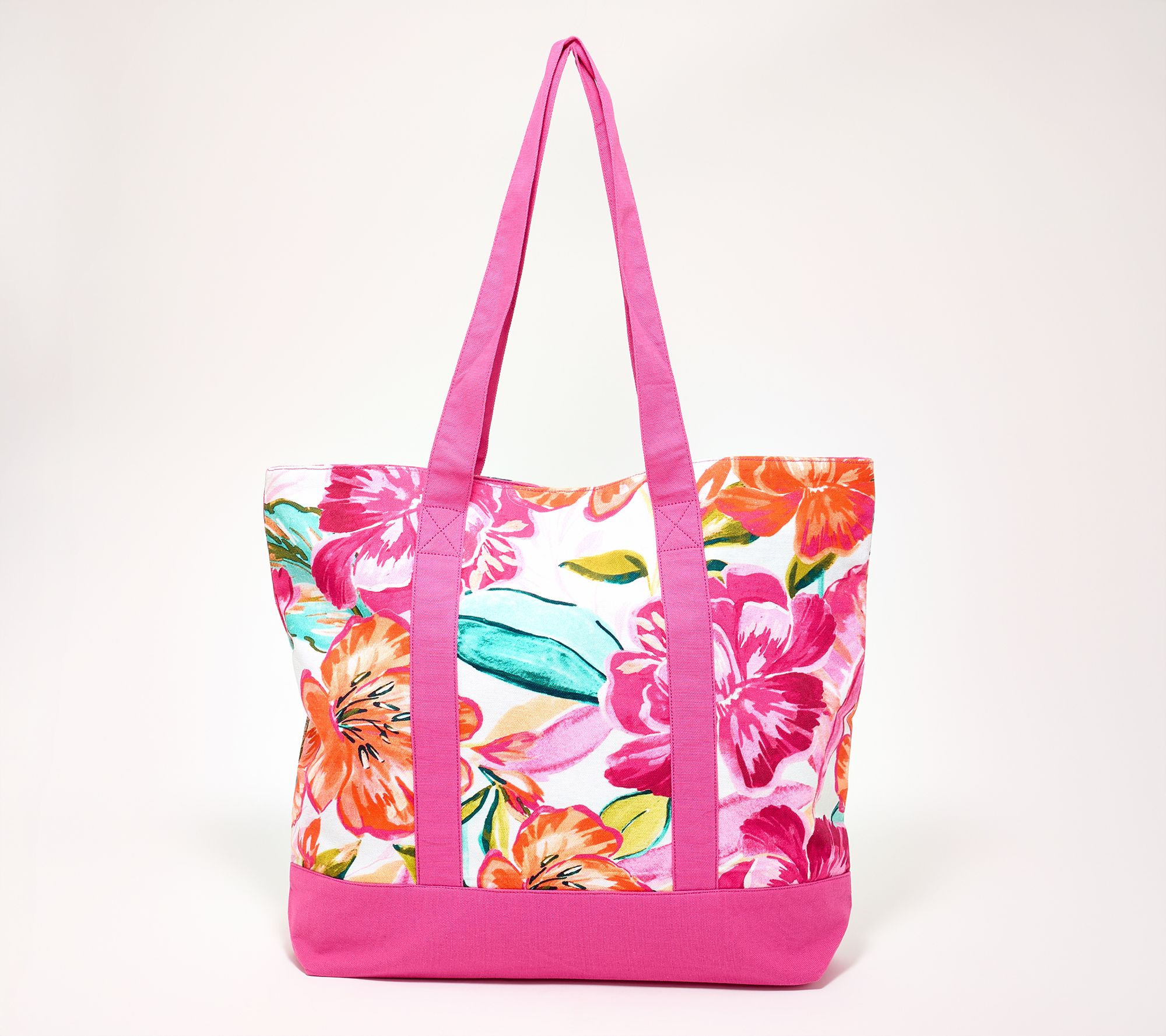 "As Is" Denim & Co. Beach Printed Tote Bag with Snap Closure