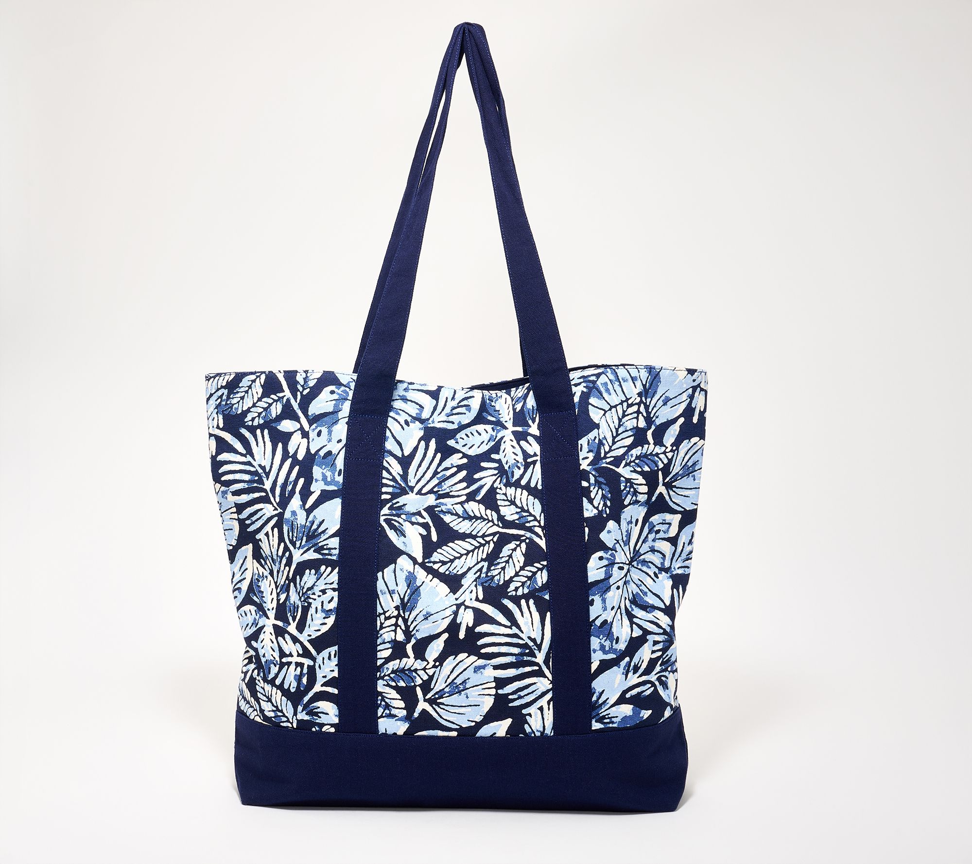 "As Is" Denim & Co. Beach Printed Tote Bag with Snap Closure