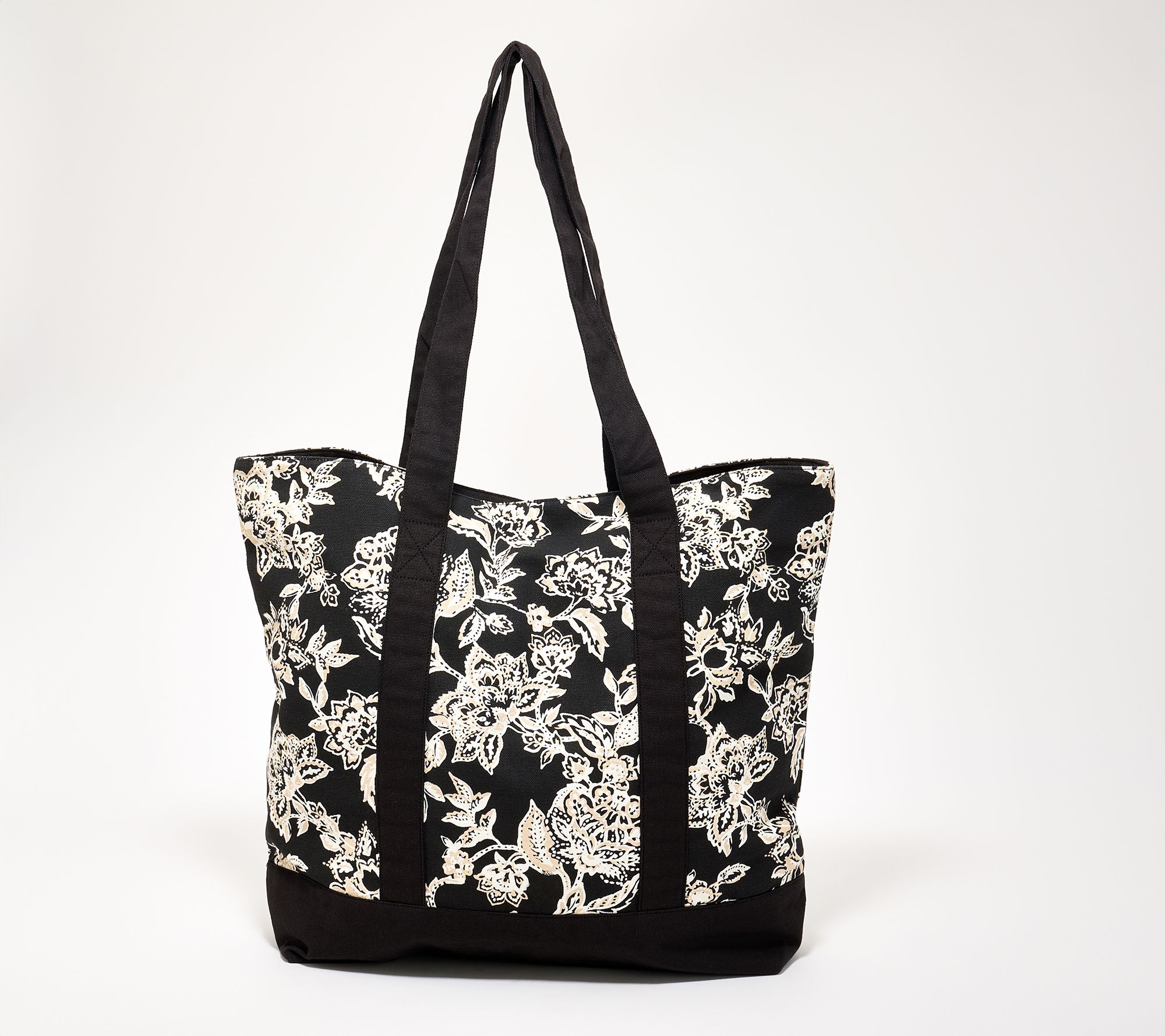 "As Is" Denim & Co. Beach Printed Tote Bag with Snap Closure