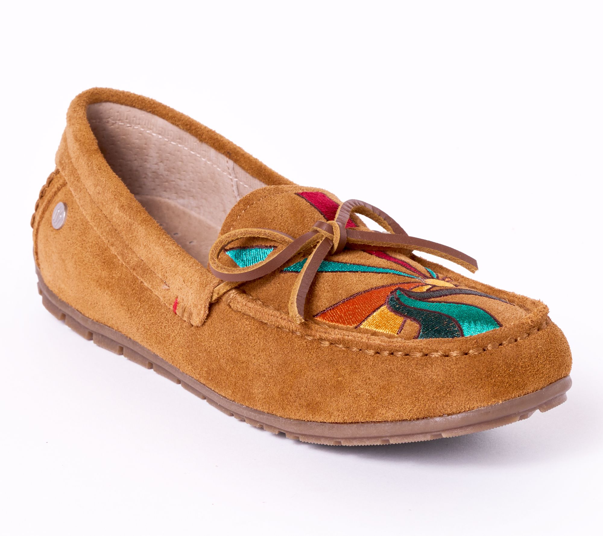  Minnetonka Women's Suede Sunset Embroidery Loafer Moc