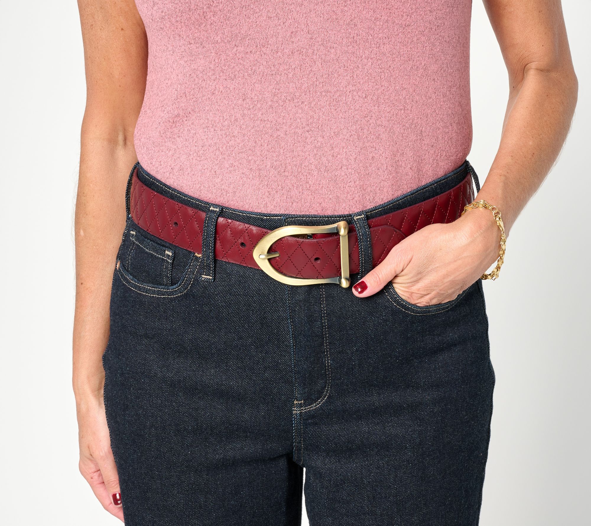 Patricia Nash Bergen Quilted Leather Belt | QVC
