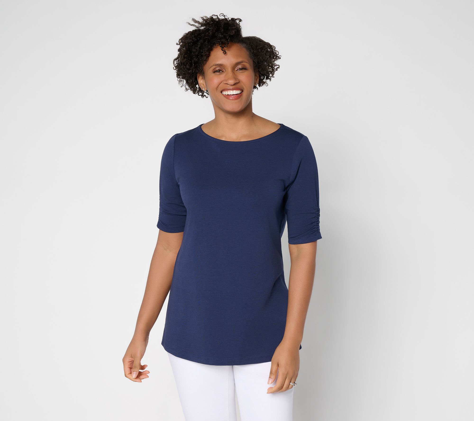 "As Is" Denim & Co. Essentials Reg Favorite Jersey Boat Neck Tunic