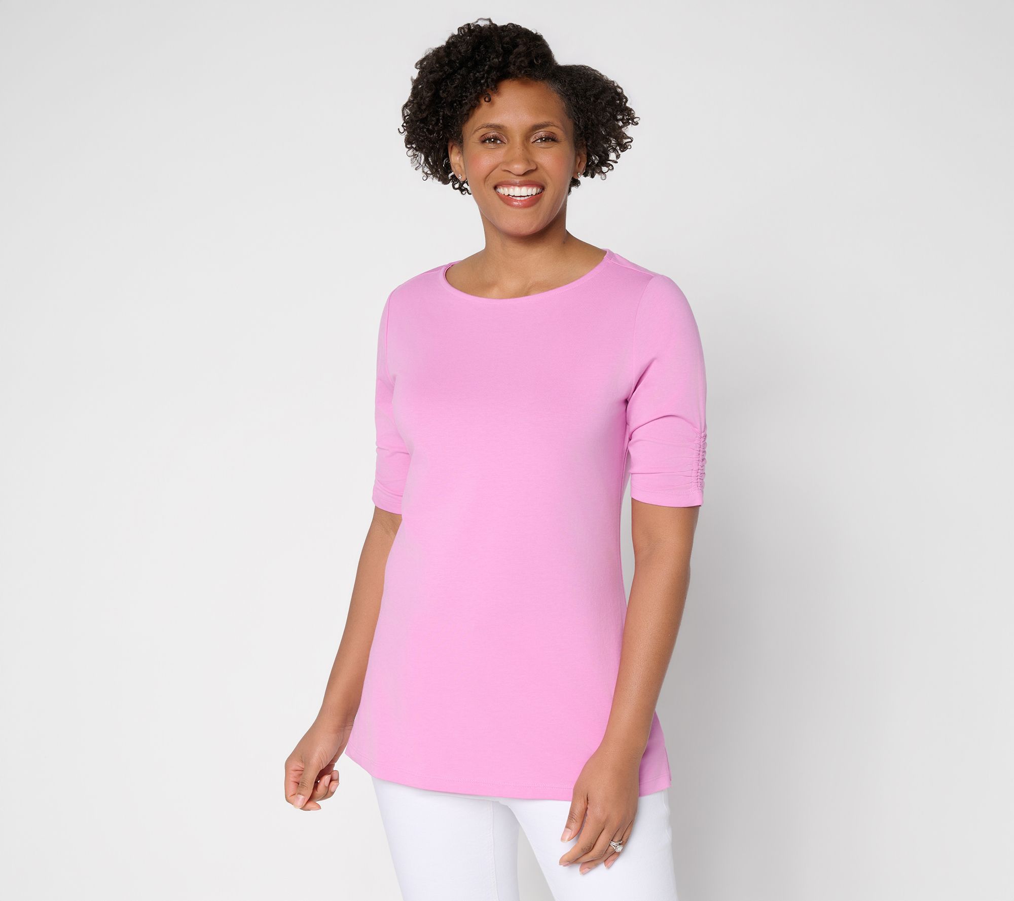 "As Is" Denim & Co. Essentials Reg Favorite Jersey Boat Neck Tunic