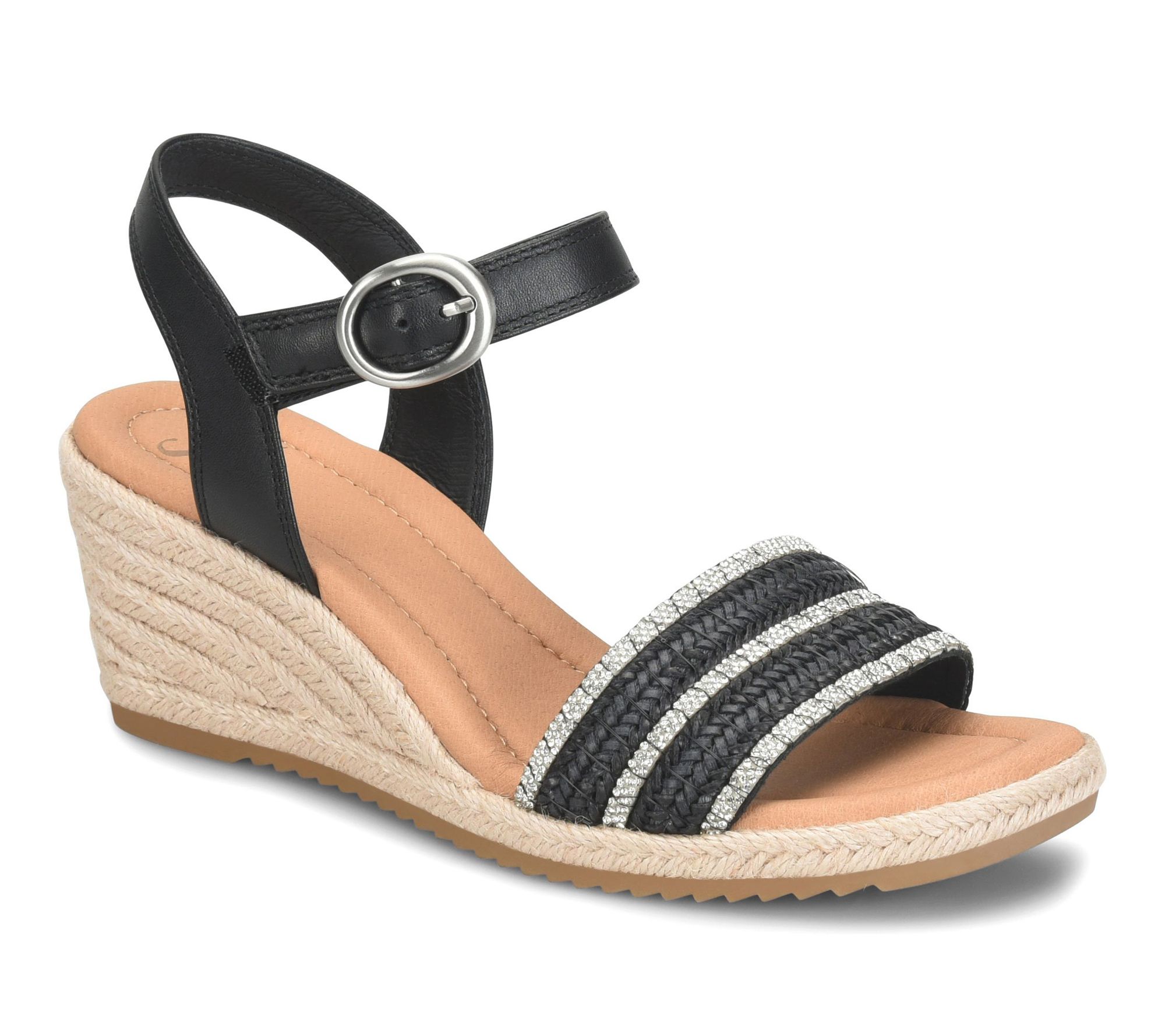 Sofft Rhinestone Embellished Woven Wedge Sandal- Inez II