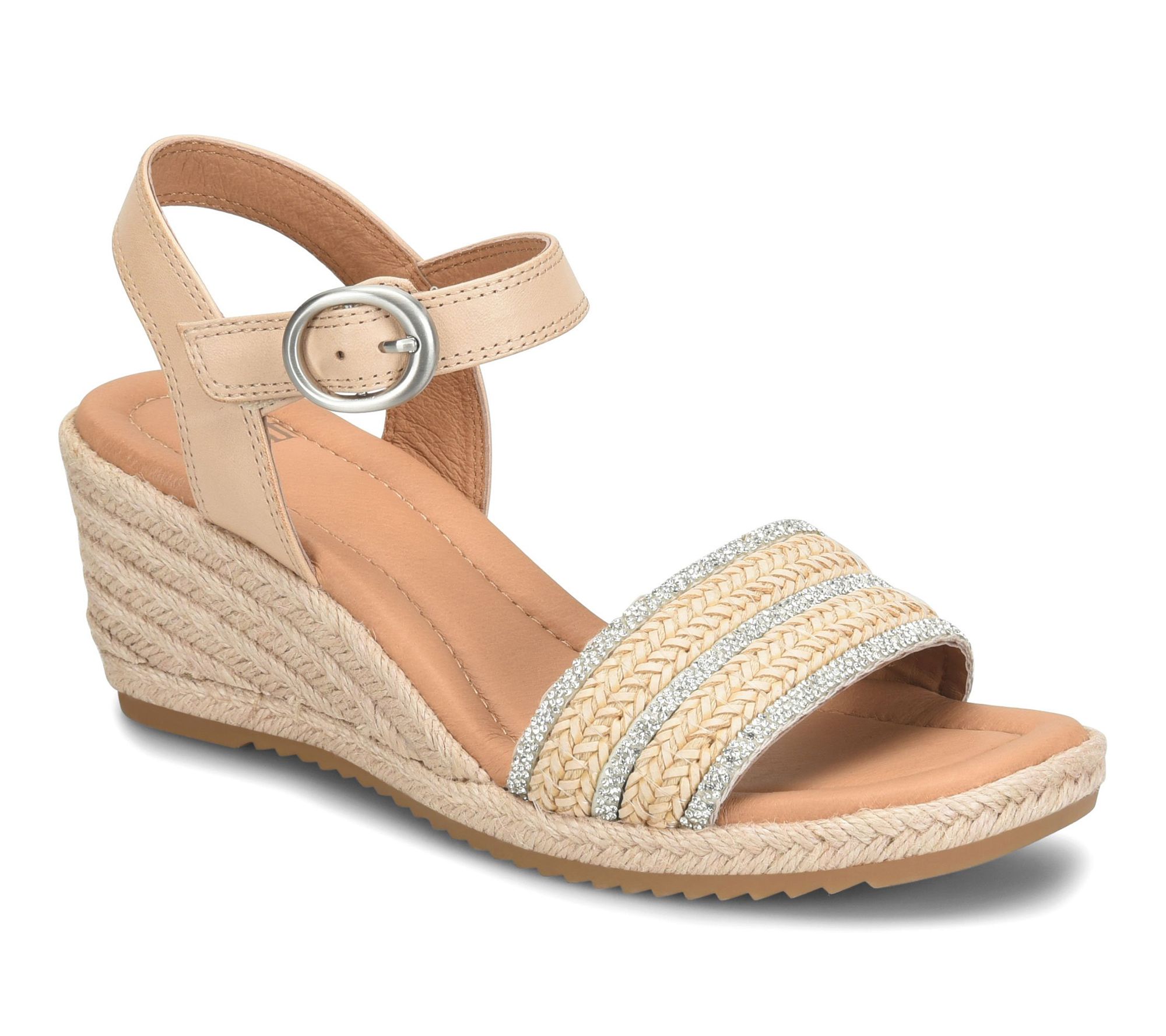 Sofft Rhinestone Embellished Woven Wedge Sandal- Inez II