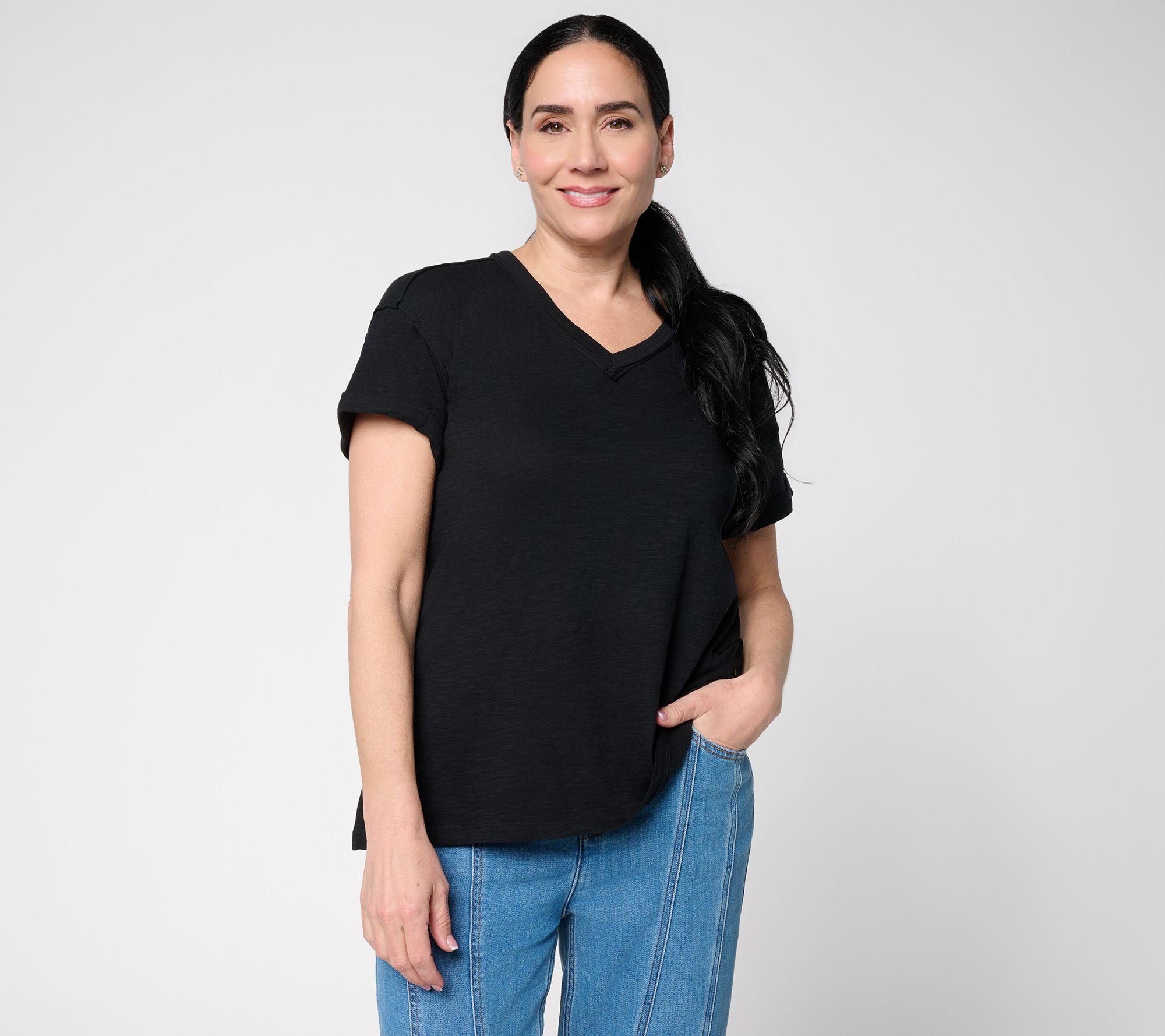 "As Is" LOGO Principles by Lori Goldstein Short Sleeve V-Neck Tee