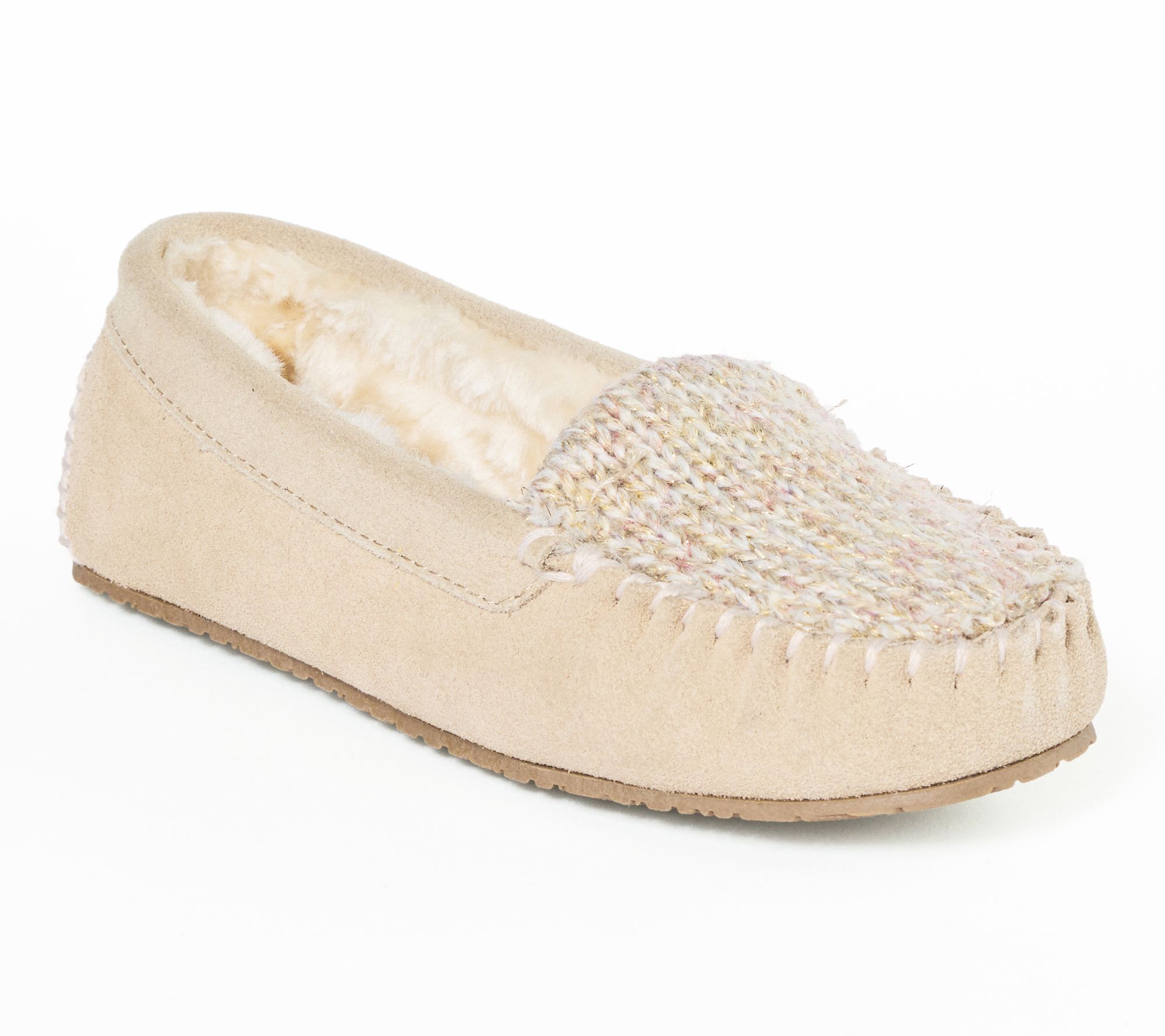 Minnetonka Women's Cosi Venetian Suede Sparkle Knit Slippers