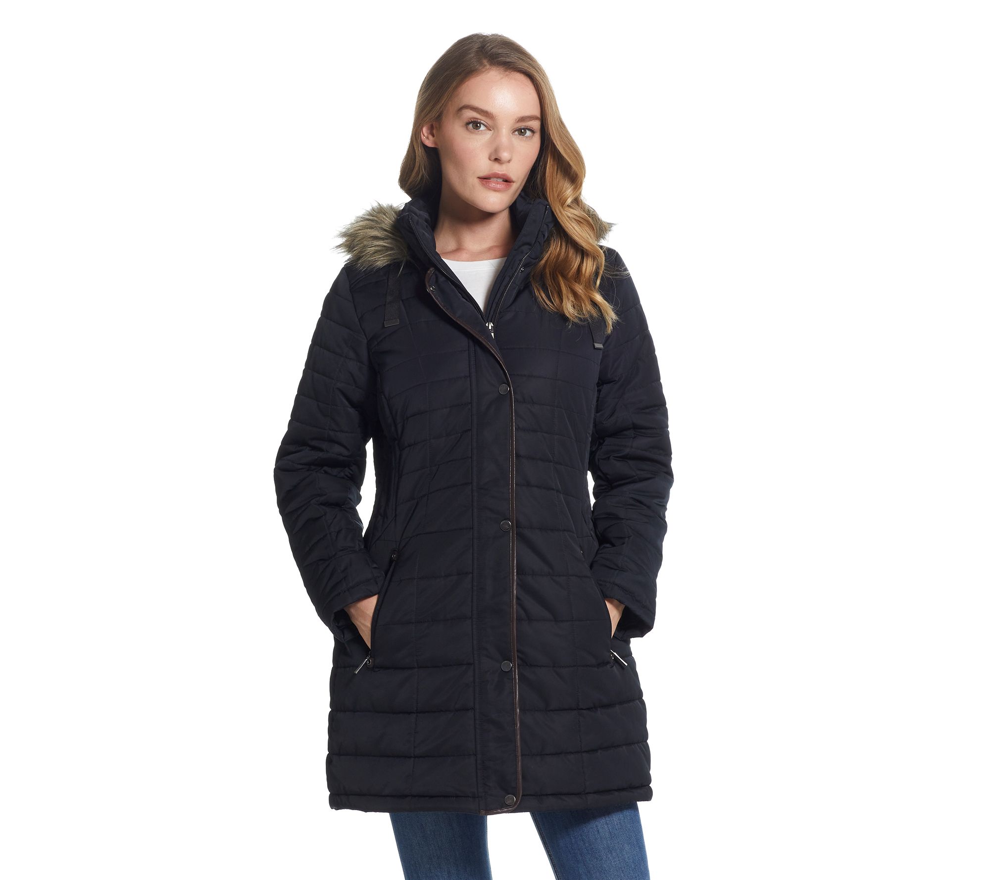 Weatherproof Modern Parka with Faux Fur Hood