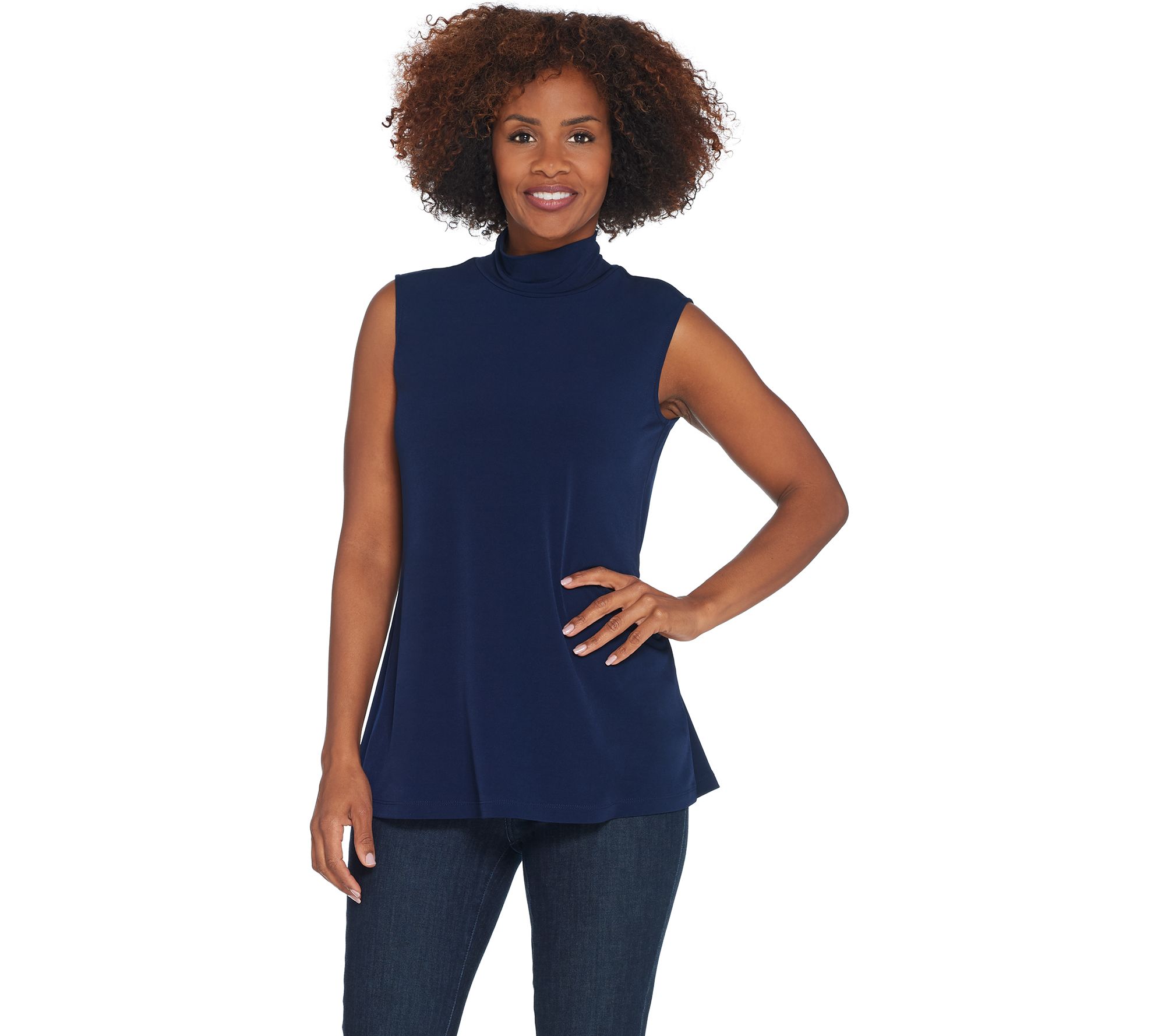 Susan Graver Modern Essentials Liquid Knit Mock Neck Top