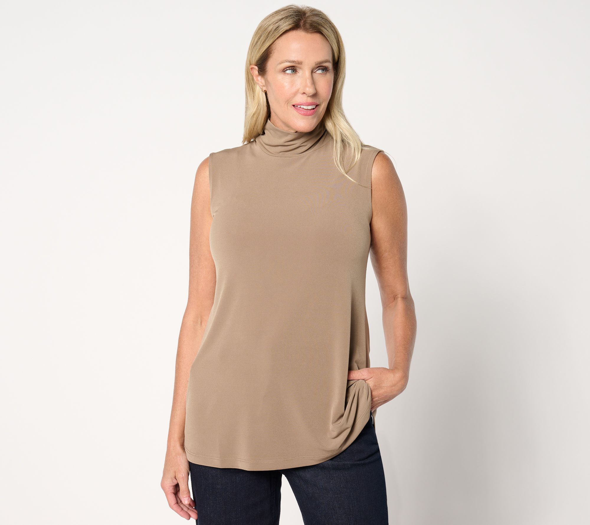Susan Graver Modern Essentials Liquid Knit Mock Neck Top