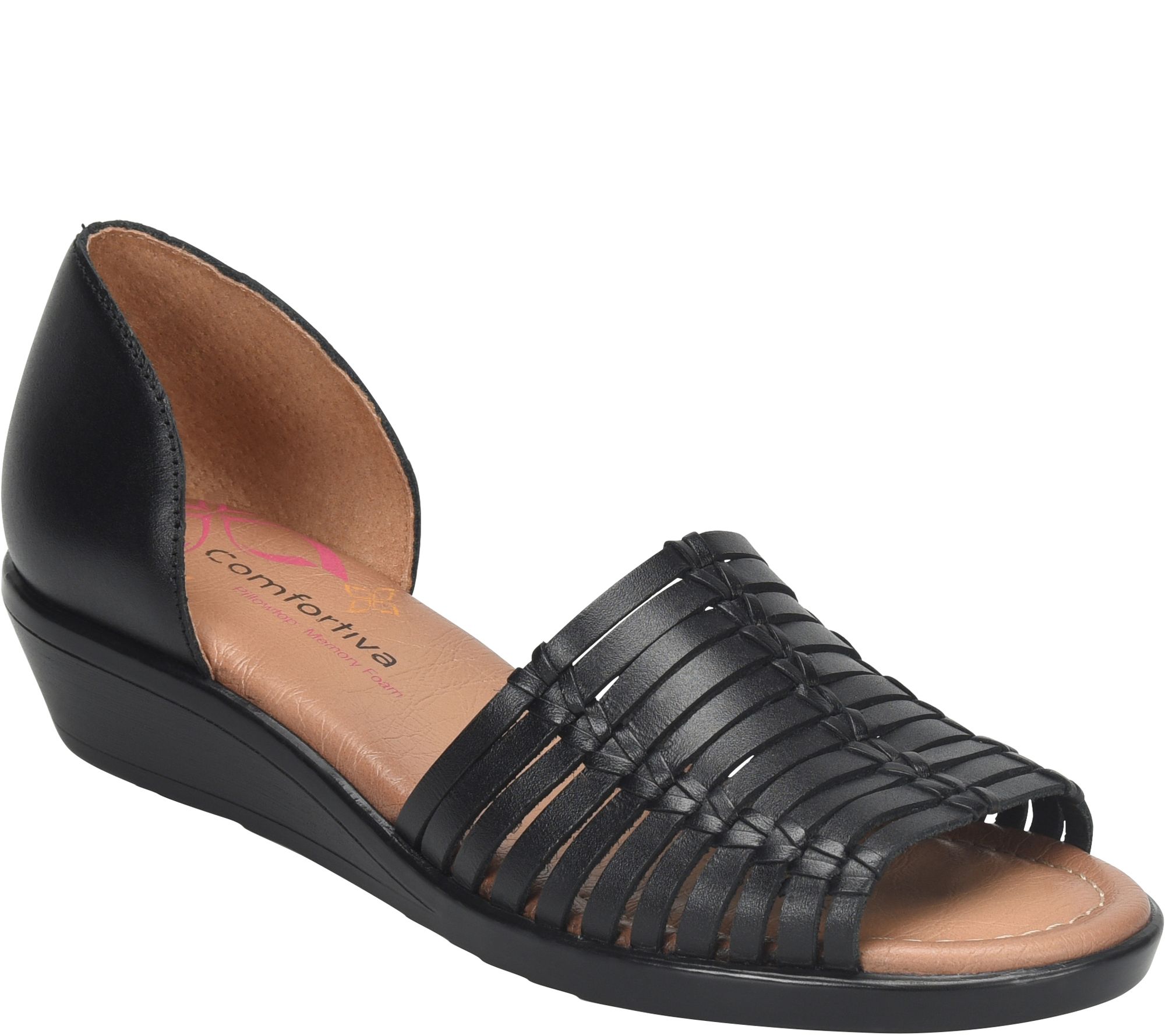 Comfortiva Leather Huarache Sandals - Fayann - QVC.com