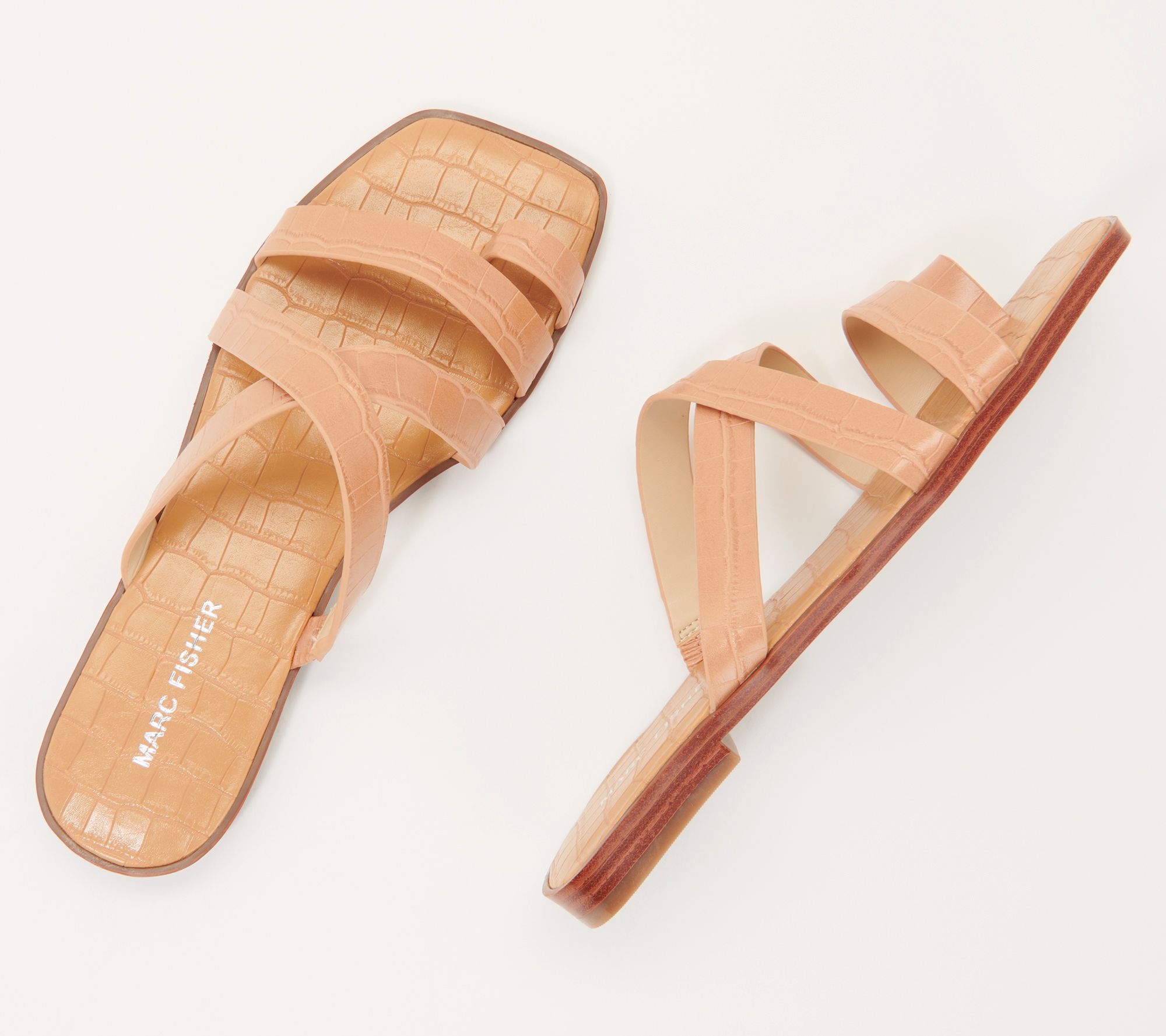 søsyge Fugtighed MP As Is" Marc Fisher Croco Embossed Sandals- Arena - QVC.com