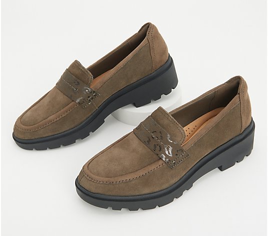 Clarks Collection Leather or Suede Loafers - Calla Ease