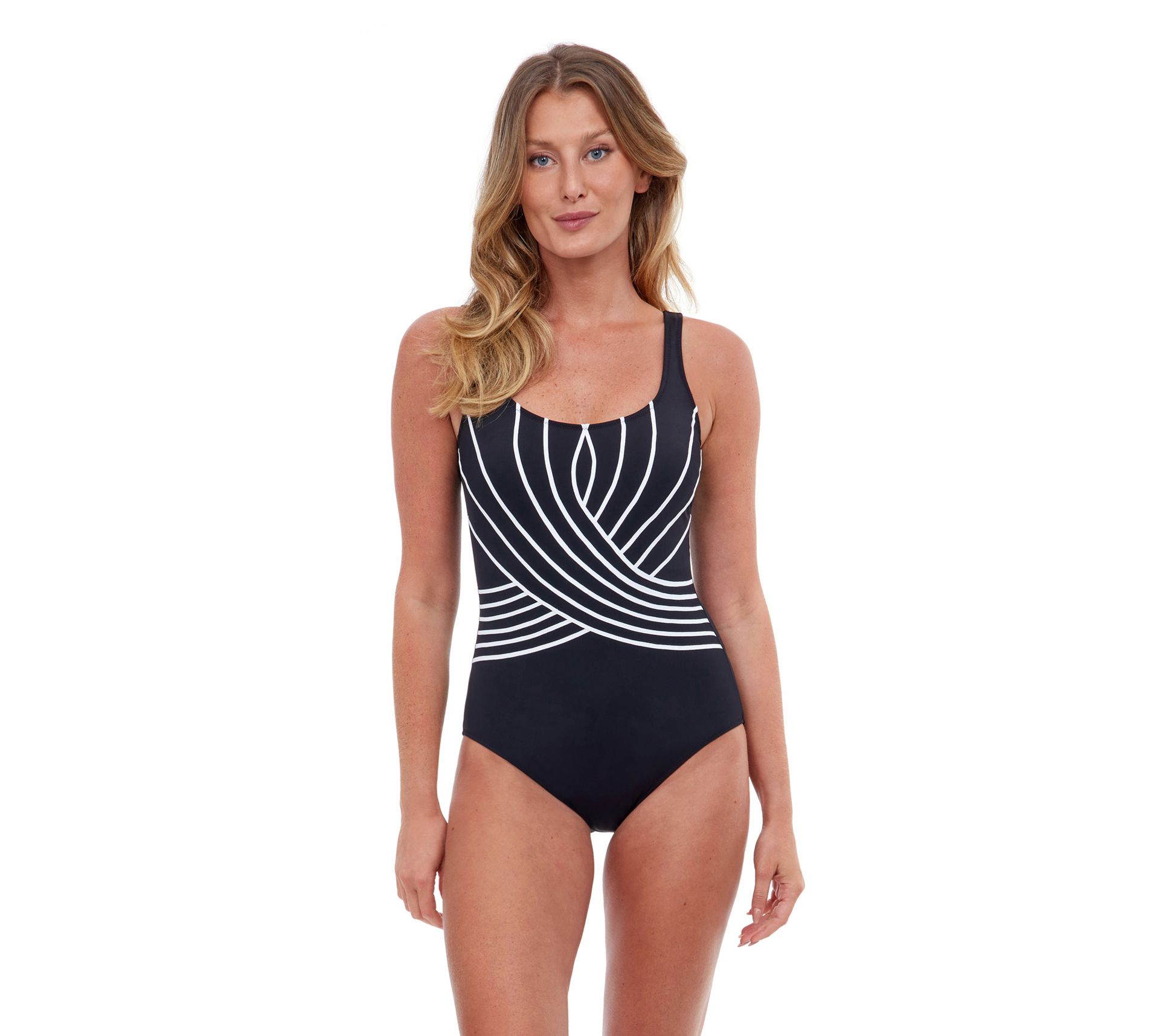 Gottex Women's Swimsuit One Piece Formula One High Neck Cut Out Black White  16