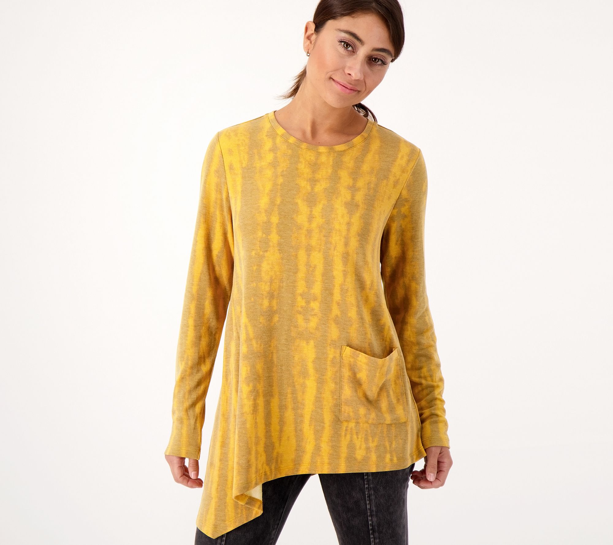 LOGO Lounge by Lori Goldstein Printed Brushed French Terry Top