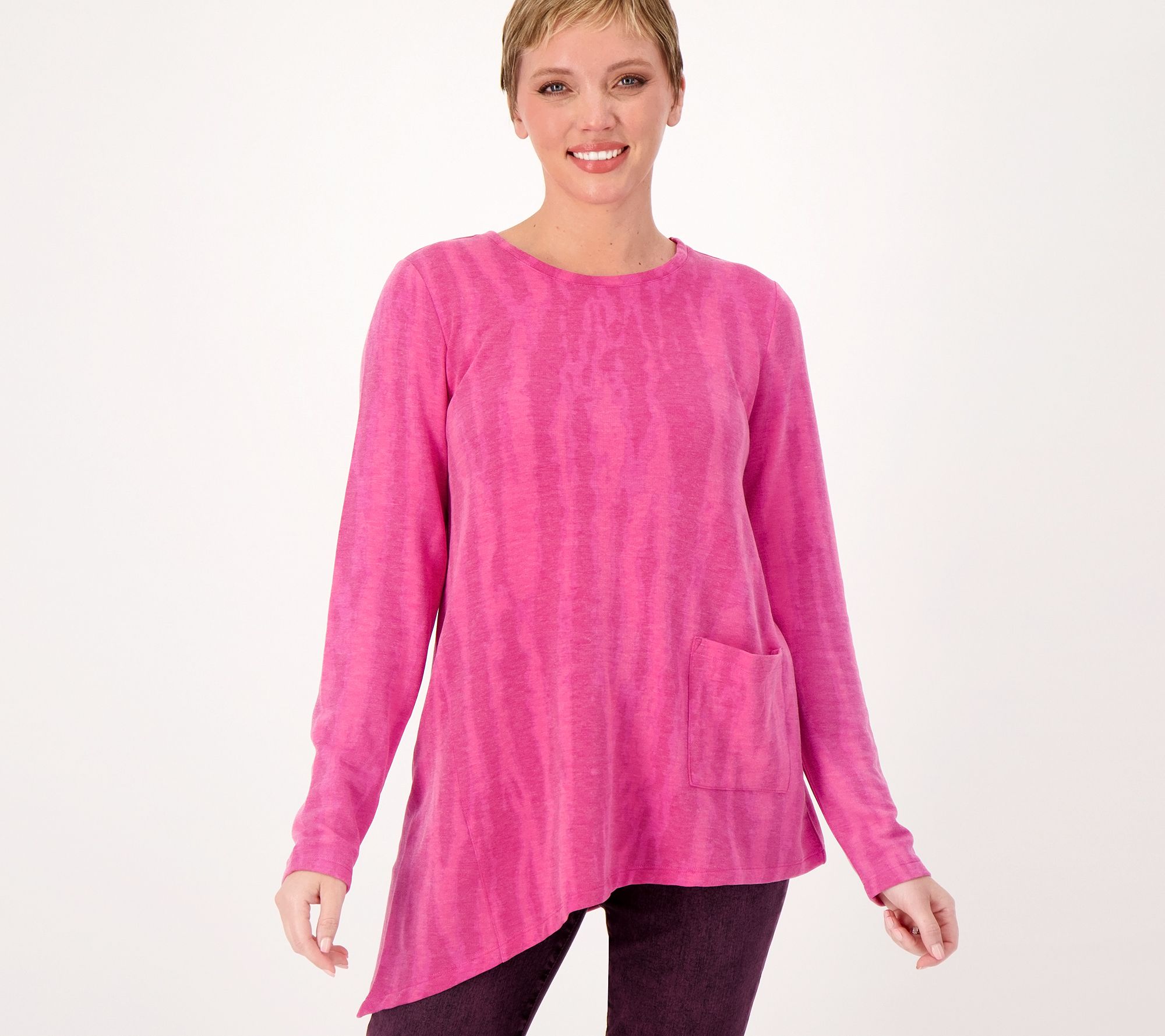 LOGO Lounge by Lori Goldstein Printed Brushed French Terry Top