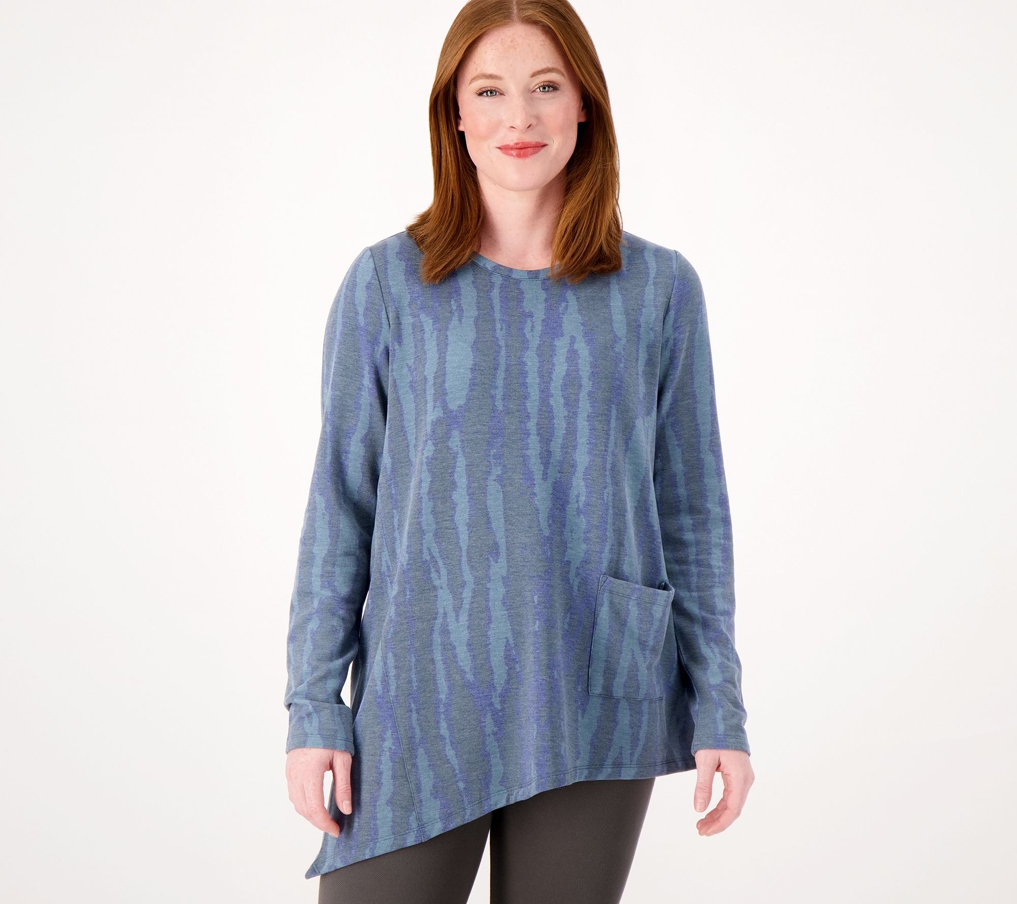 LOGO Lounge by Lori Goldstein Printed Brushed French Terry Top