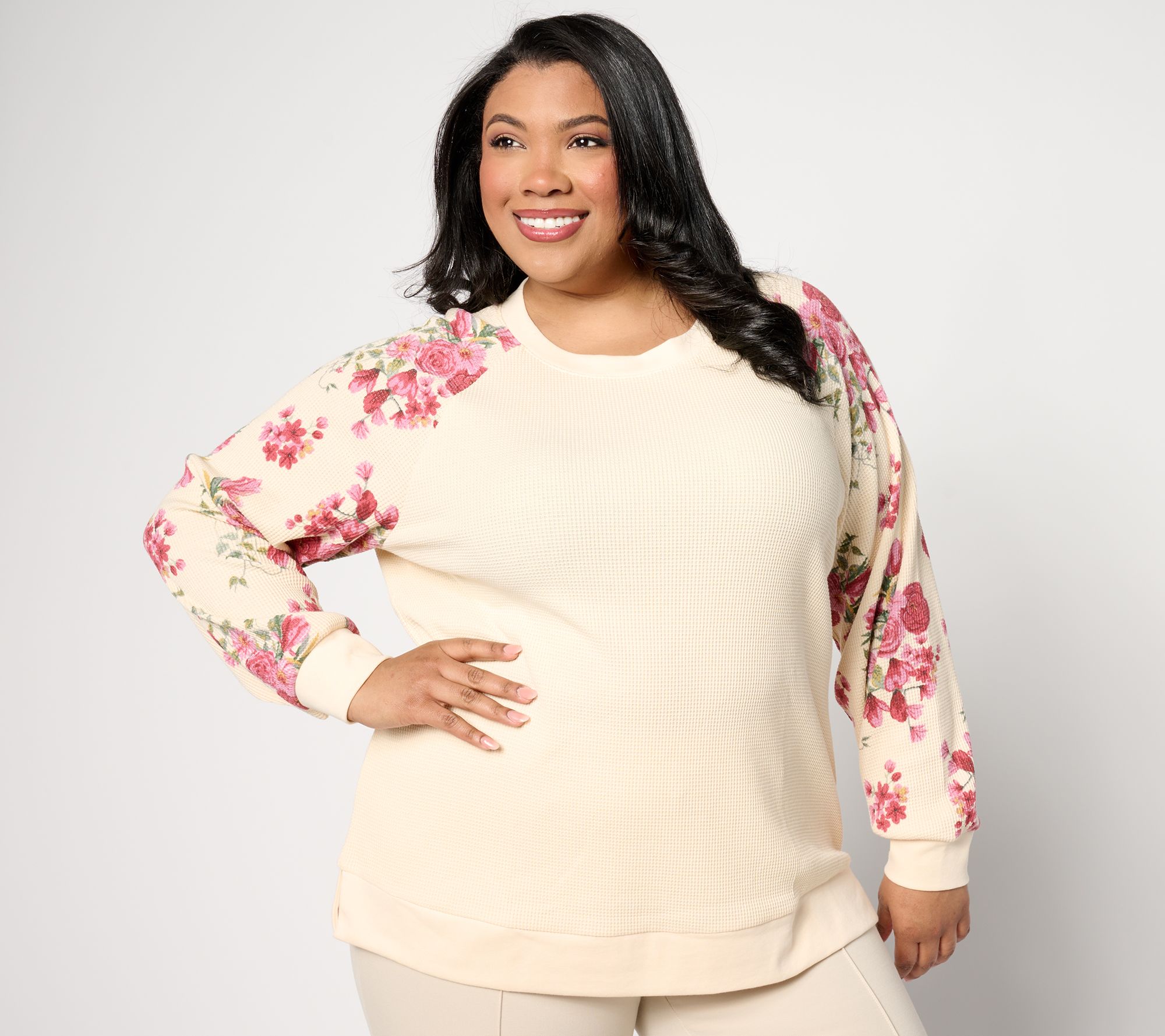 Belle by Kim Gravel Baby Waffle Indigo Floral Sweatshirt
