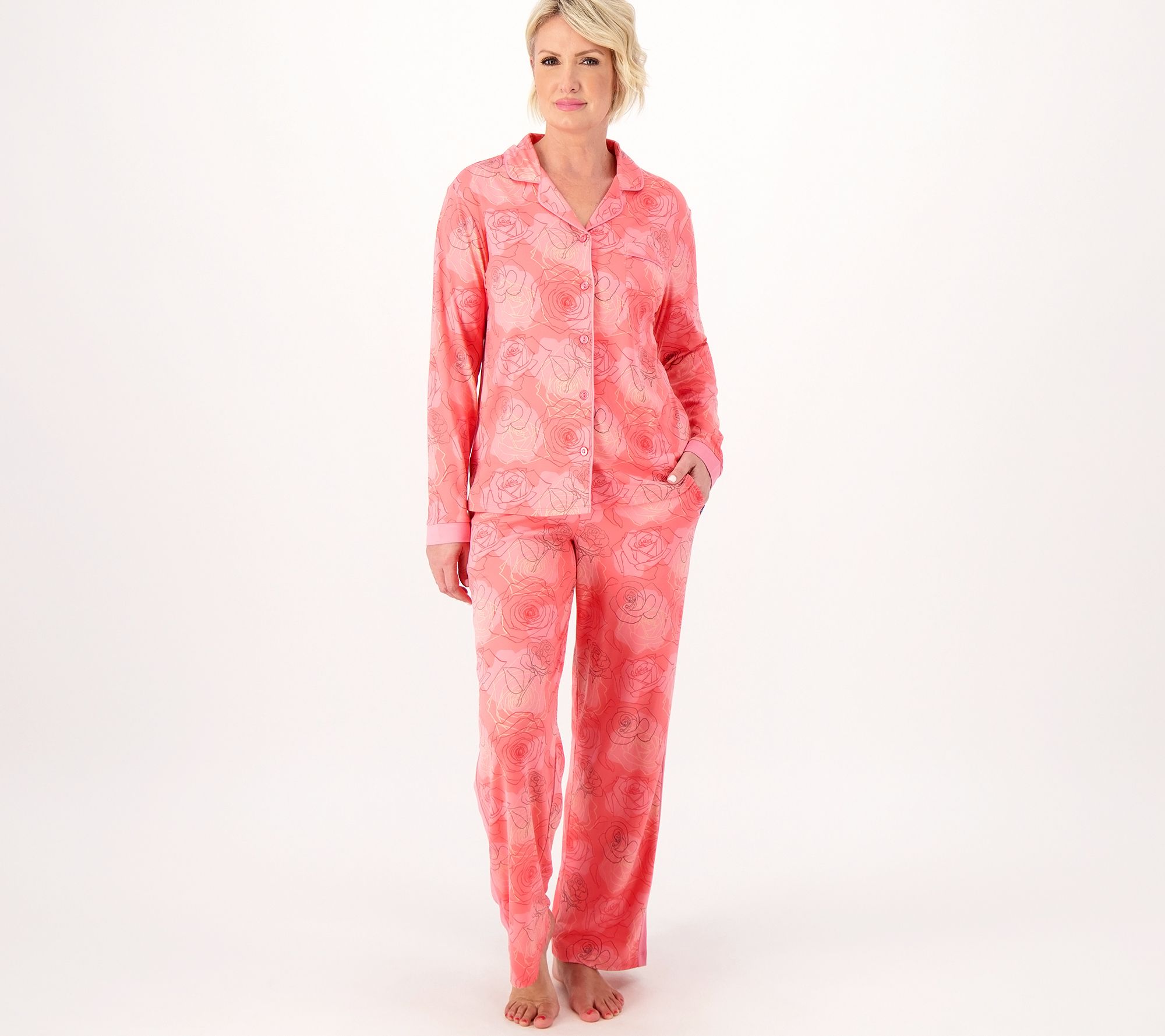 Breezies Lounge Pajama Set Top with Pull On Pants Medium Sz Navy Cozy  Sleepwear