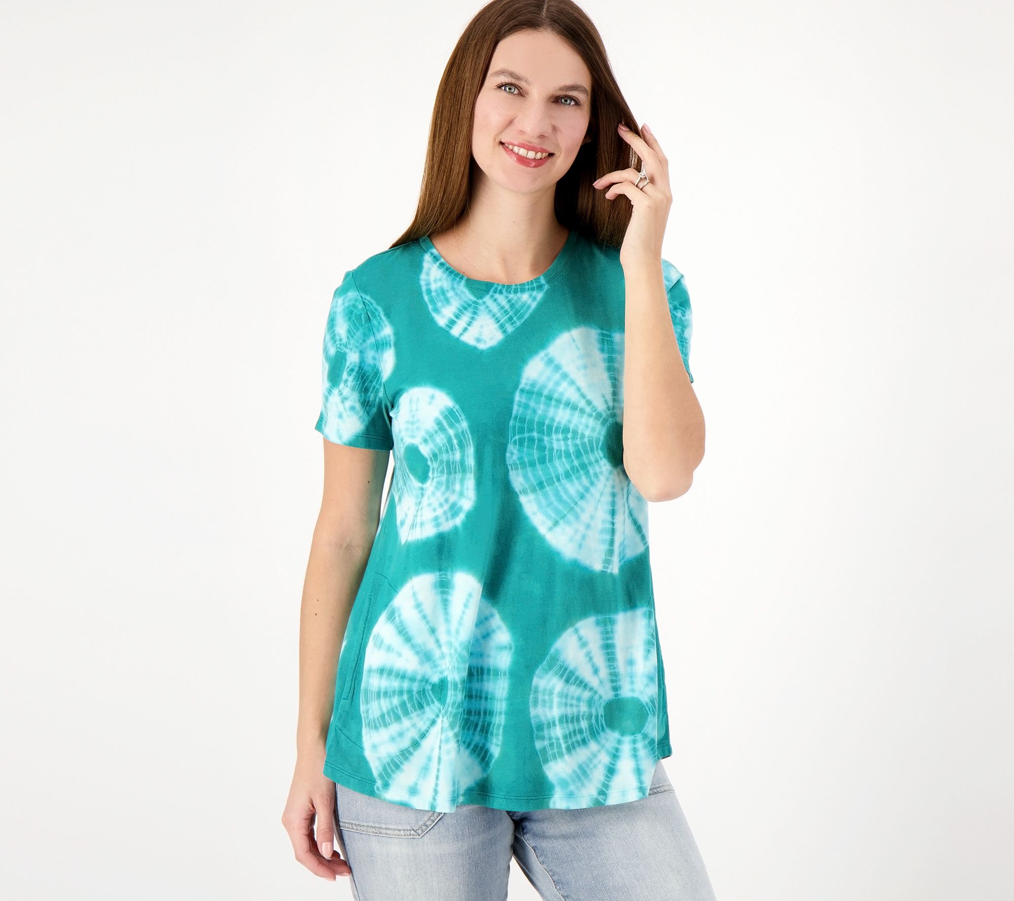 LOGO by Lori Goldstein Cotton Modal Tie Dye Top