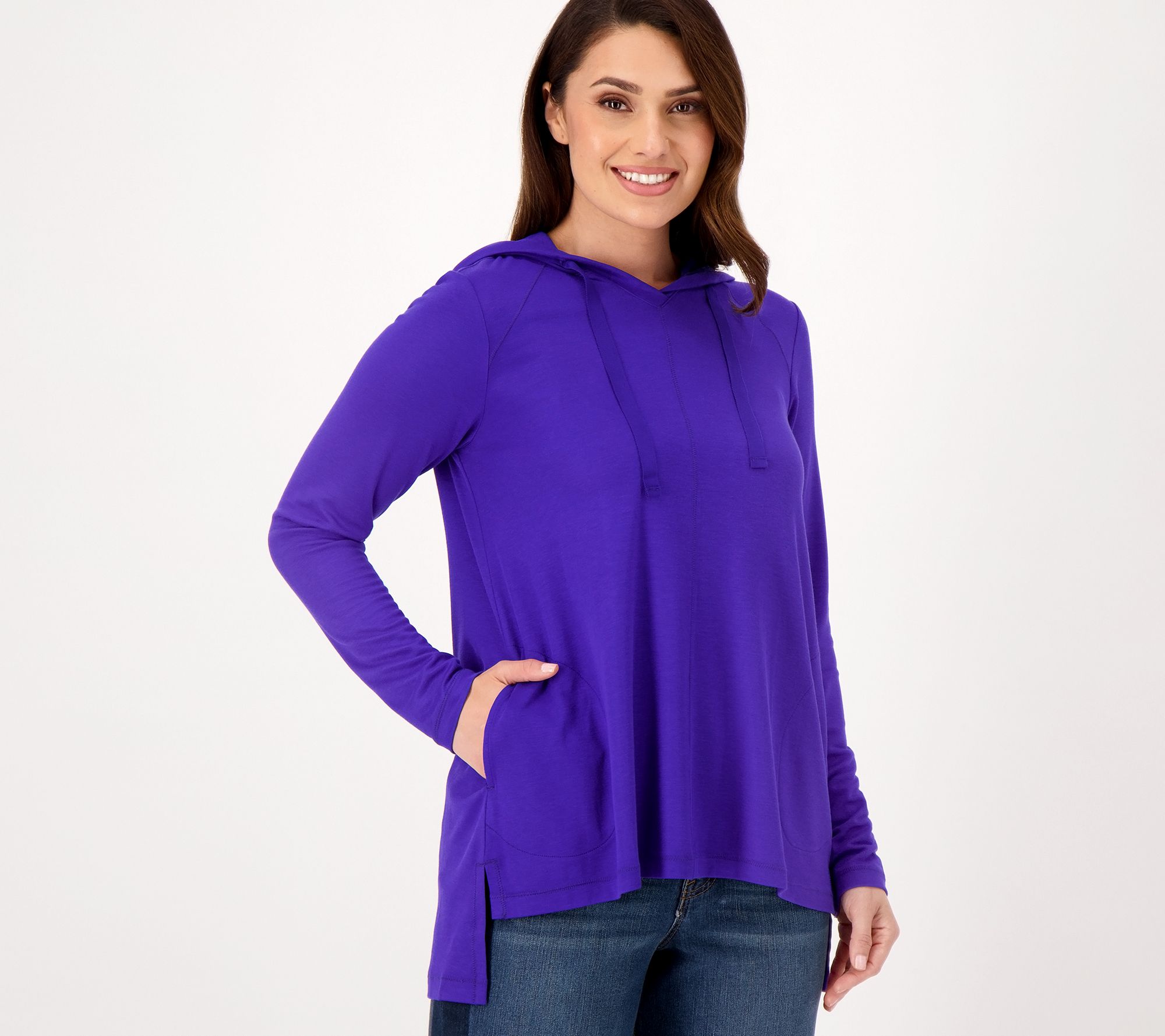 As Is LOGO by Lori Goldstein Textured Knit Hand Dye V-Neck Top