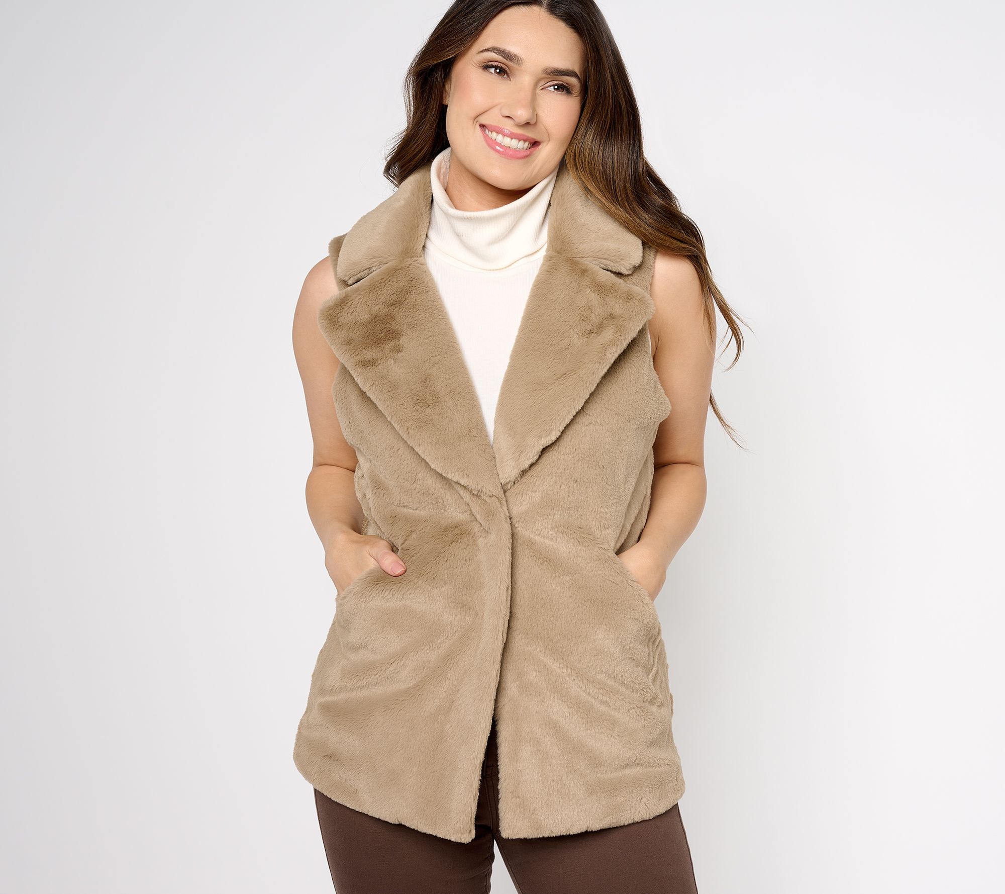 Isaac Mizrahi Live! Mixed Media Faux-Fur Vest with Pockets