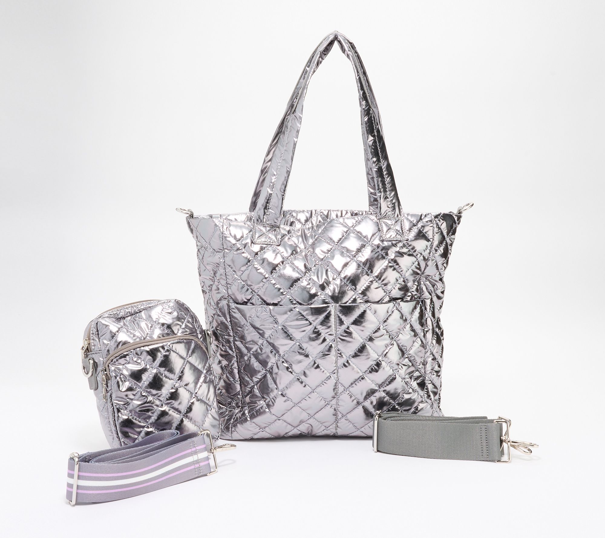 Amy Stran x AHDORNED Quilted North/ South Nylon Tote Set