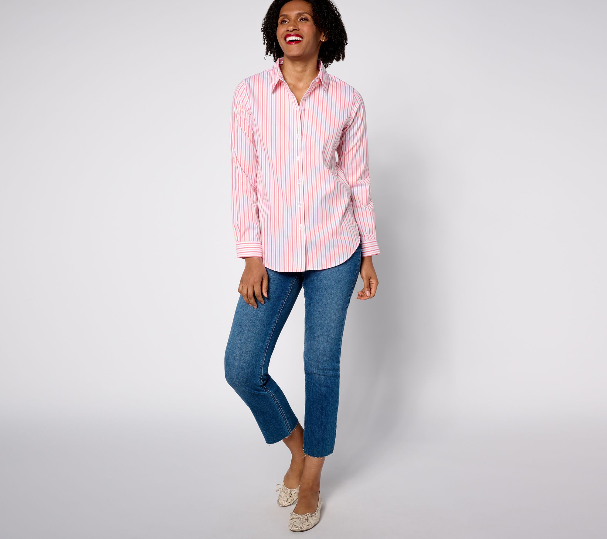 Coldwater Creek No-Iron Button Front Shirt in Prints & Solids - QVC.com