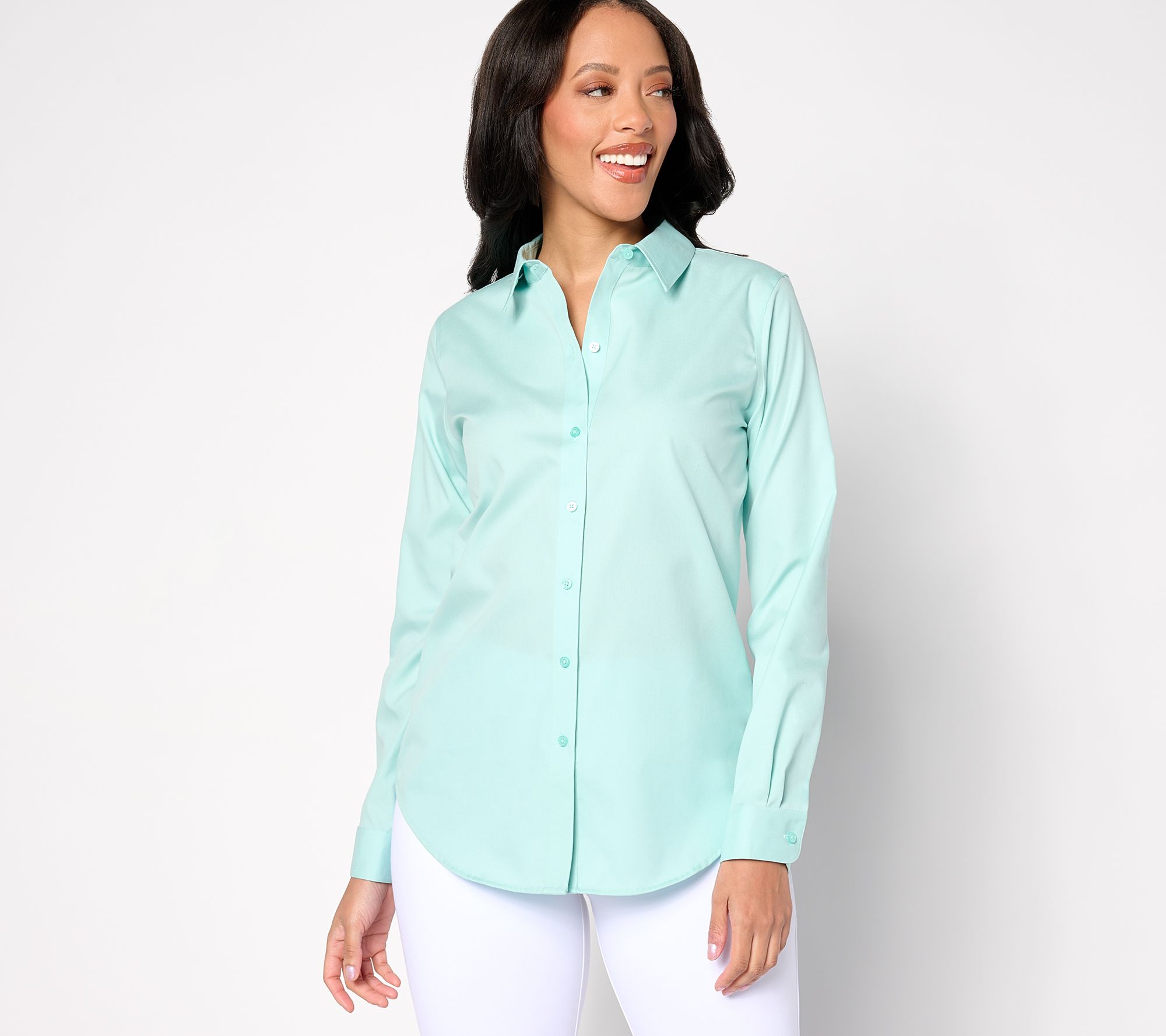 Coldwater Creek No-Iron Button Front Shirt in Prints & Solids